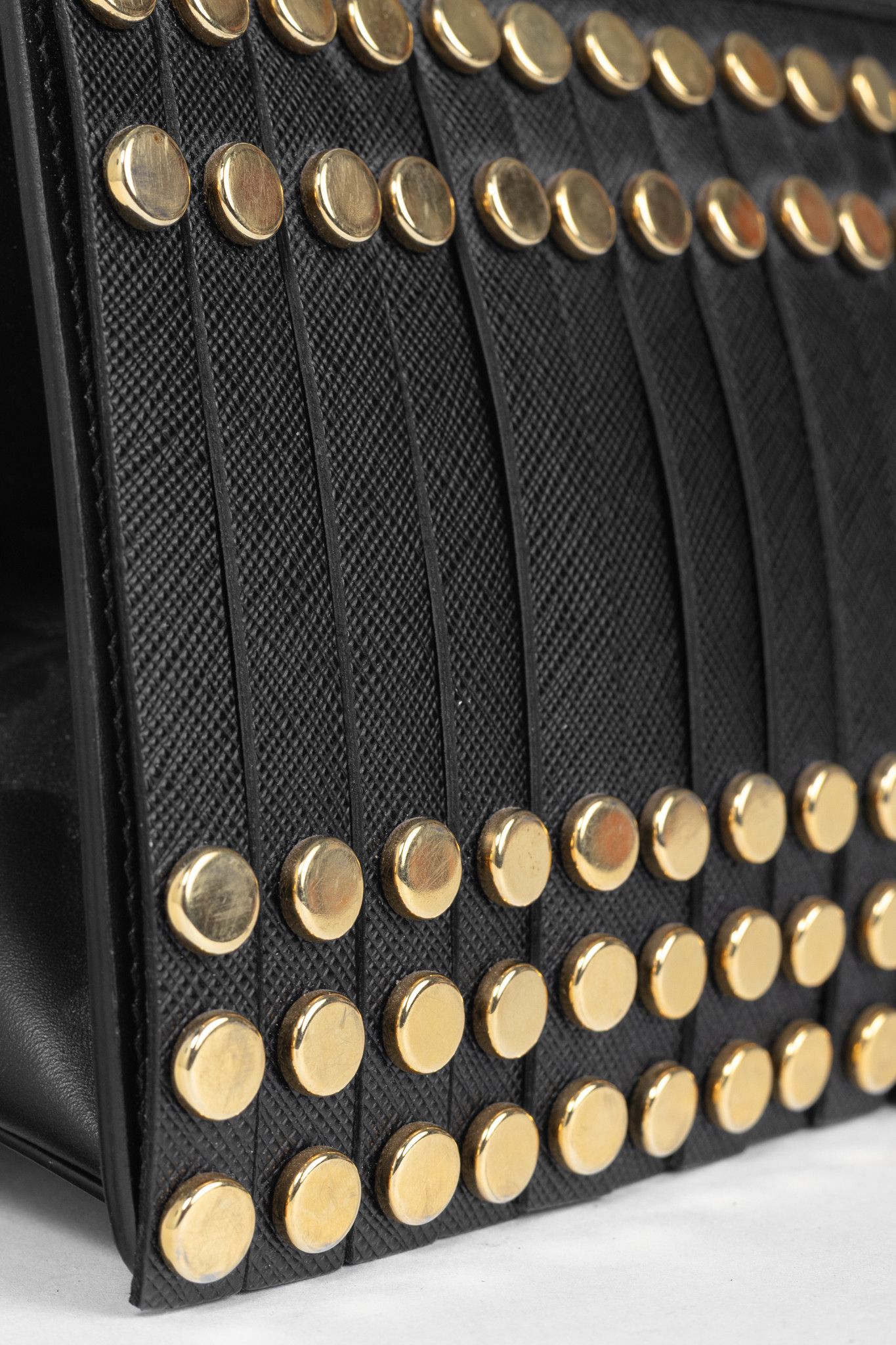 Prada Prada Saffiano Leather Studded Fringe Frame Shoulder Bag Size ONE SIZE - 10 Thumbnail