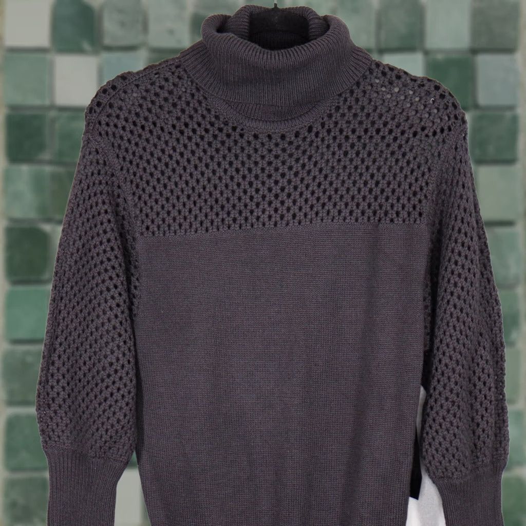 Marc by Marc Jacobs Marc by Marc Jacobs Wool Chunky Knit Turtleneck Sweater Dress S Charcoal Gray Puff Sleeve Pullover Knee Length Casual Womens Vintage-Style Winter Size S / US 4 / IT 40 - 1 Thumbnail