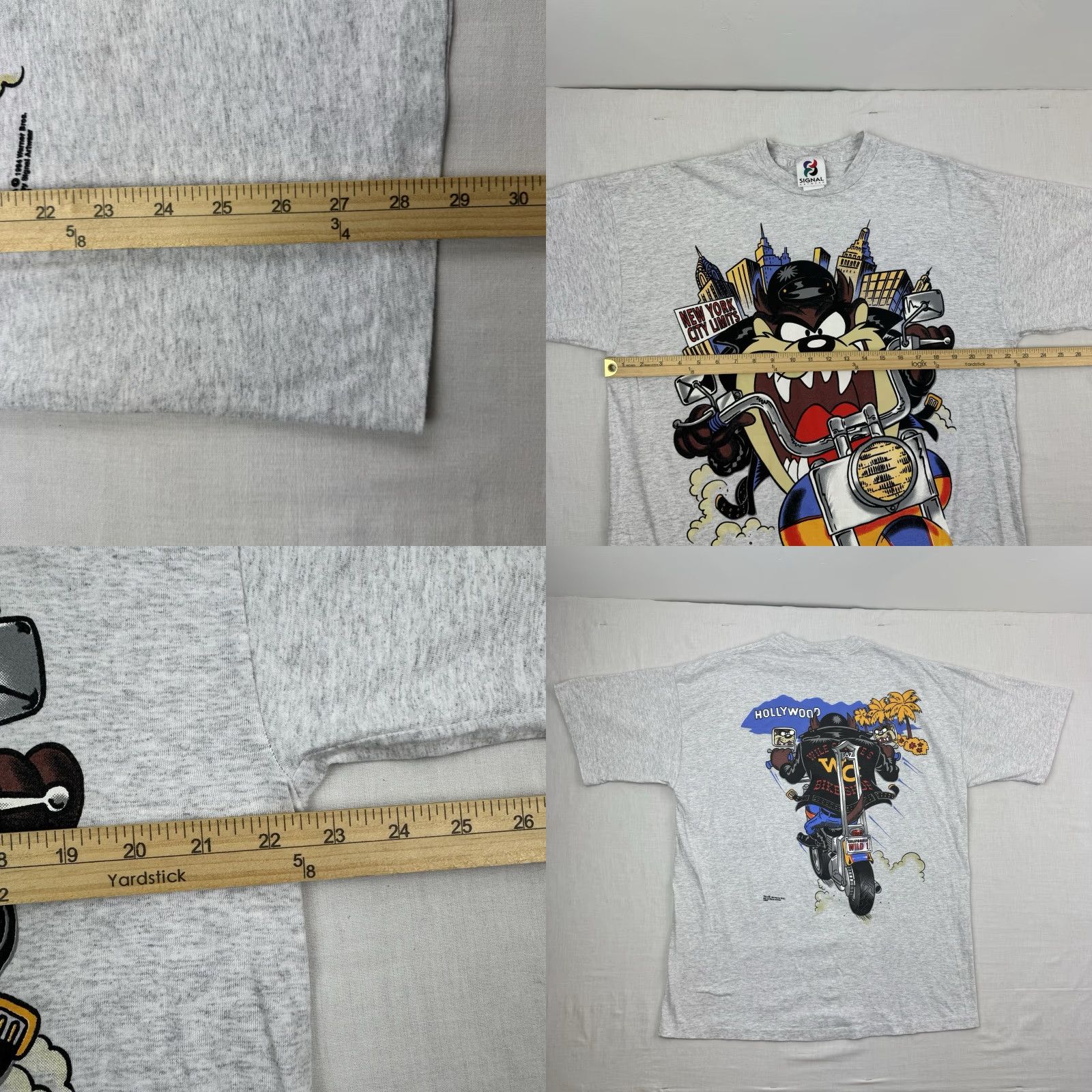 Vintage Vintage Signal Taz Motorcycle Biker T-Shirt Adult XL Gray Graphic Print 90s Cartoon Men Size US XL / EU 56 / 4 - 8 Thumbnail