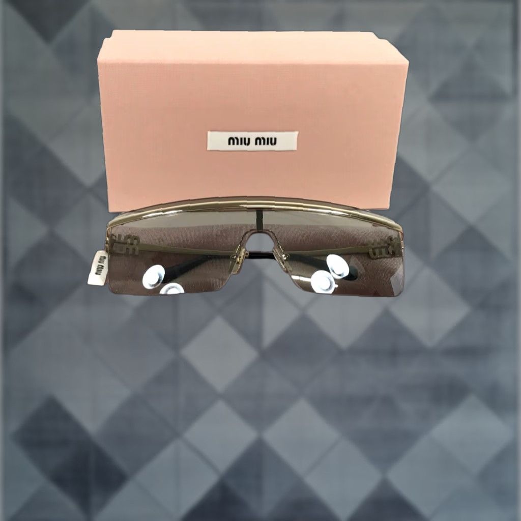 Vintage Miu Miu Gold Marble Shield Sunglasses Miu Miu Sunglasses SMU50Z 5AK-5S0 Polished Gold Frames w  main image 2