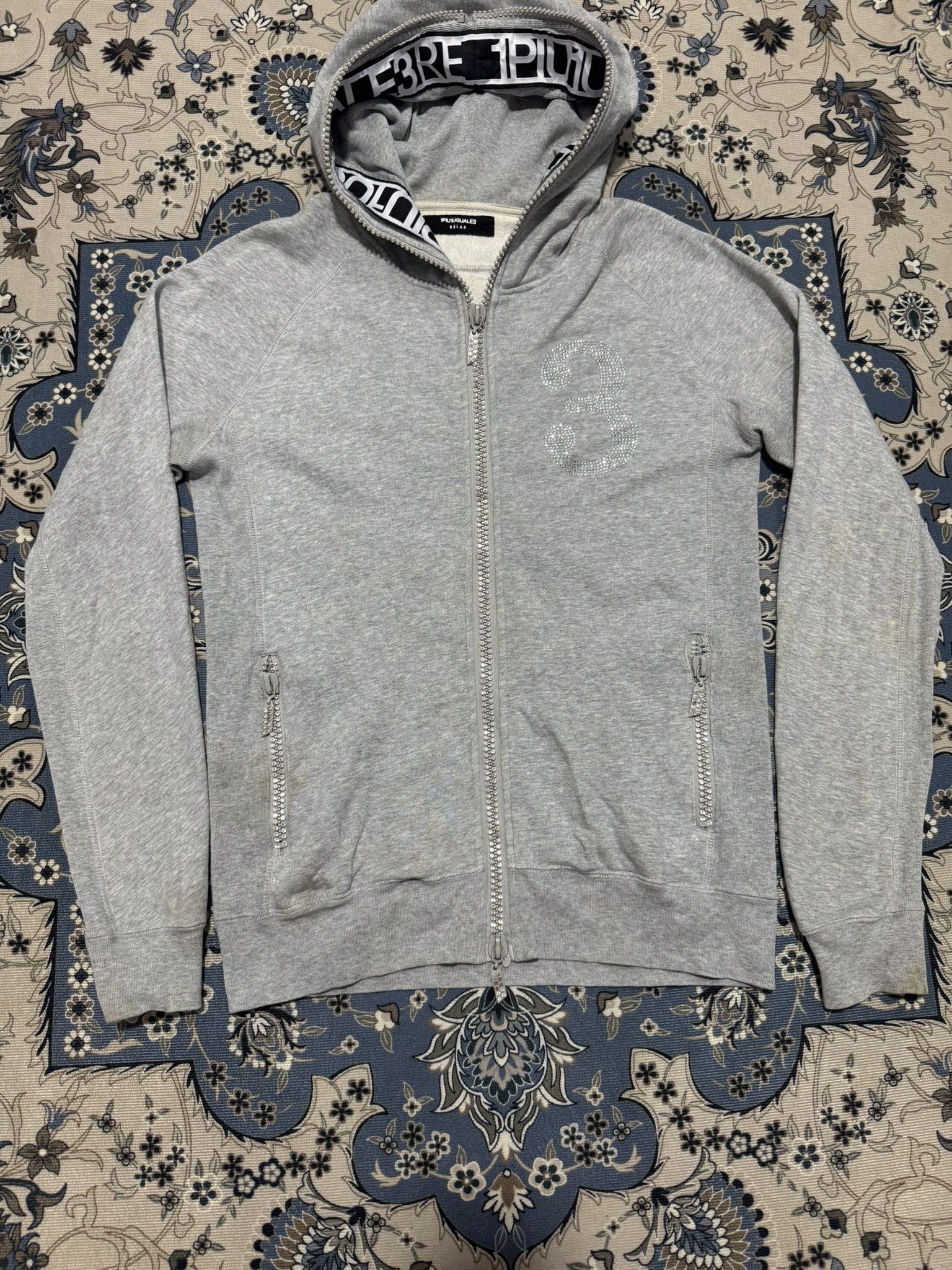 Hysteric Glamour × Japanese Brand 11PIU 1 UGUALE 3 Number Nine Relax Rhinestone Hoodie Size US XL / EU 56 / 4 - 2 Thumbnail
