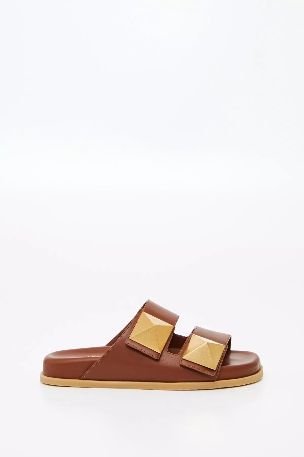 Valentino o1s1wg111125 One Stud Calfskin Slides in Brown Size US 9.5 / IT 39.5 - 1 Thumbnail