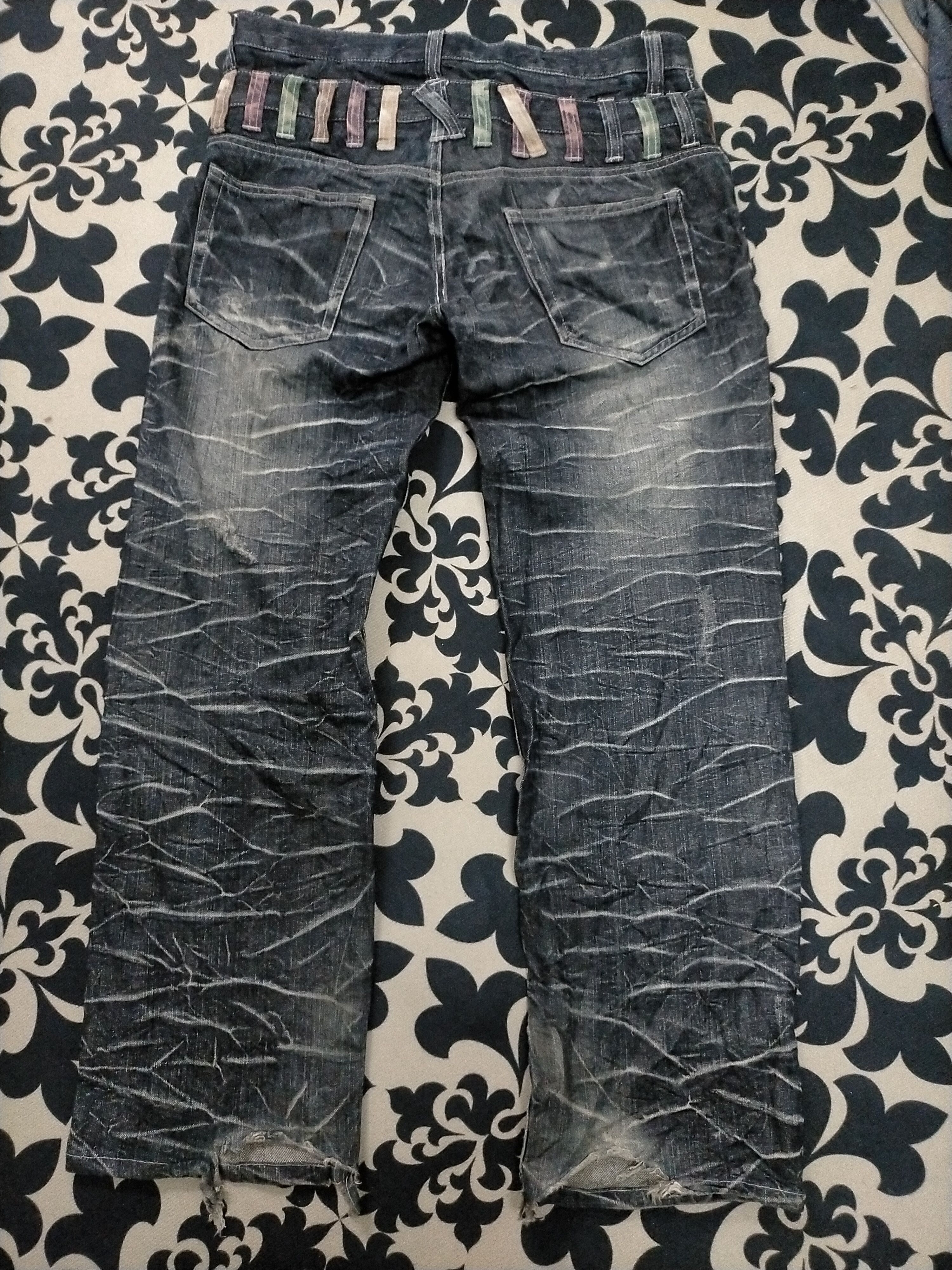 If Six Was Nine 🔥Sick🔥Rare Nylaus Double Waist Ripped Distressed Jeans Size US 33 - 5 Thumbnail