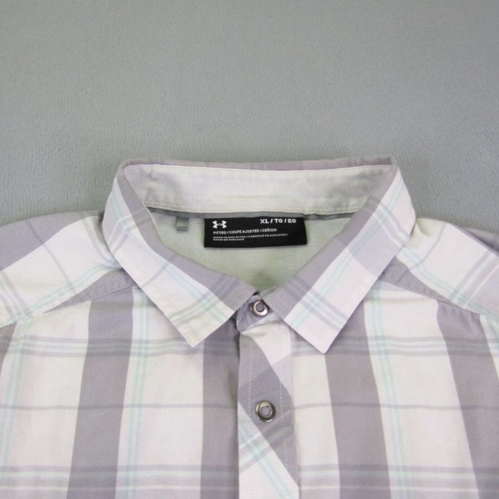 Under Armour Under Armour Shirt Mens Extra Large Gray White Plaid