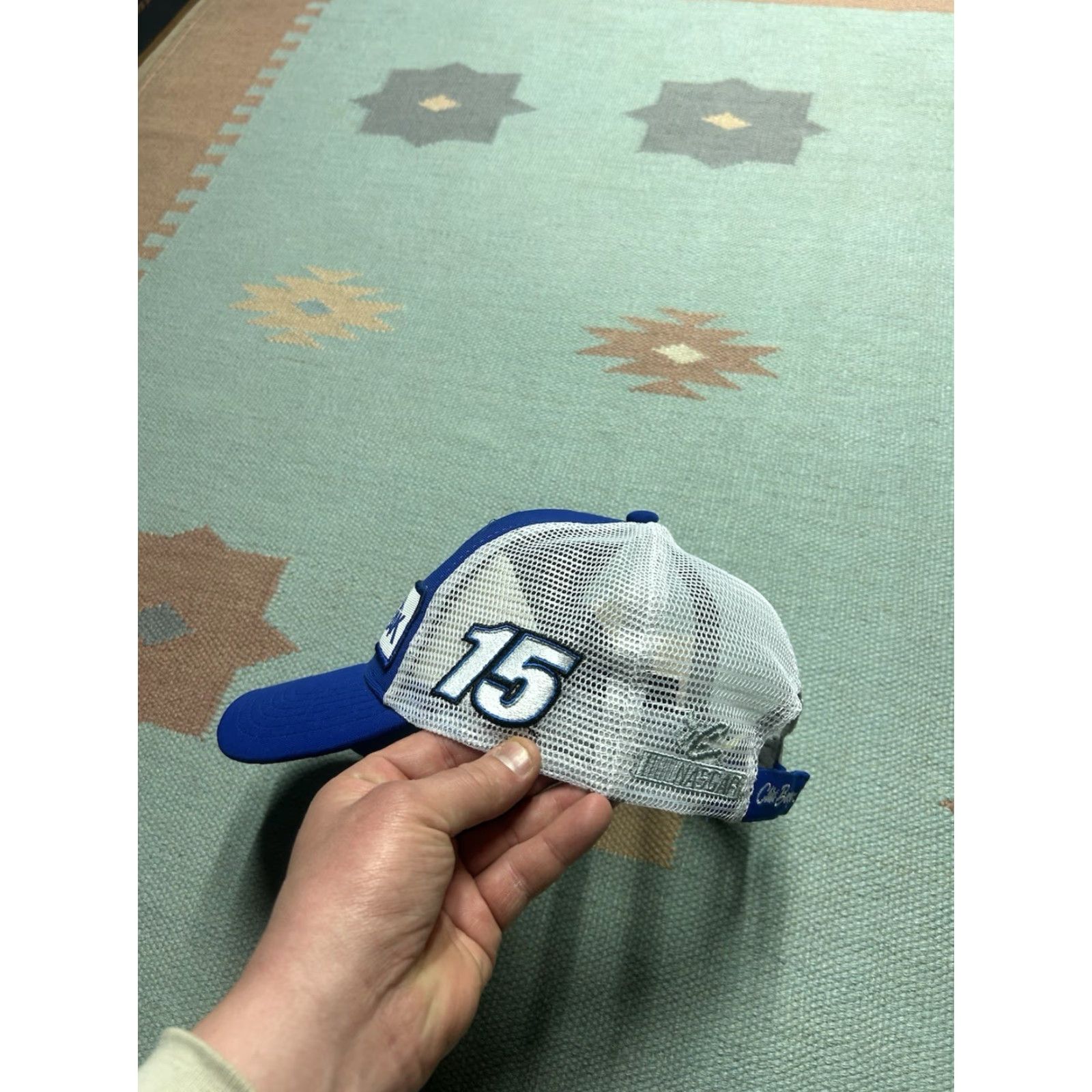 NASCAR VINTAGE Clint Bowyer Strapback hat cap nascar racing peak oil patch blue white NOS Size ONE SIZE - 3 Thumbnail