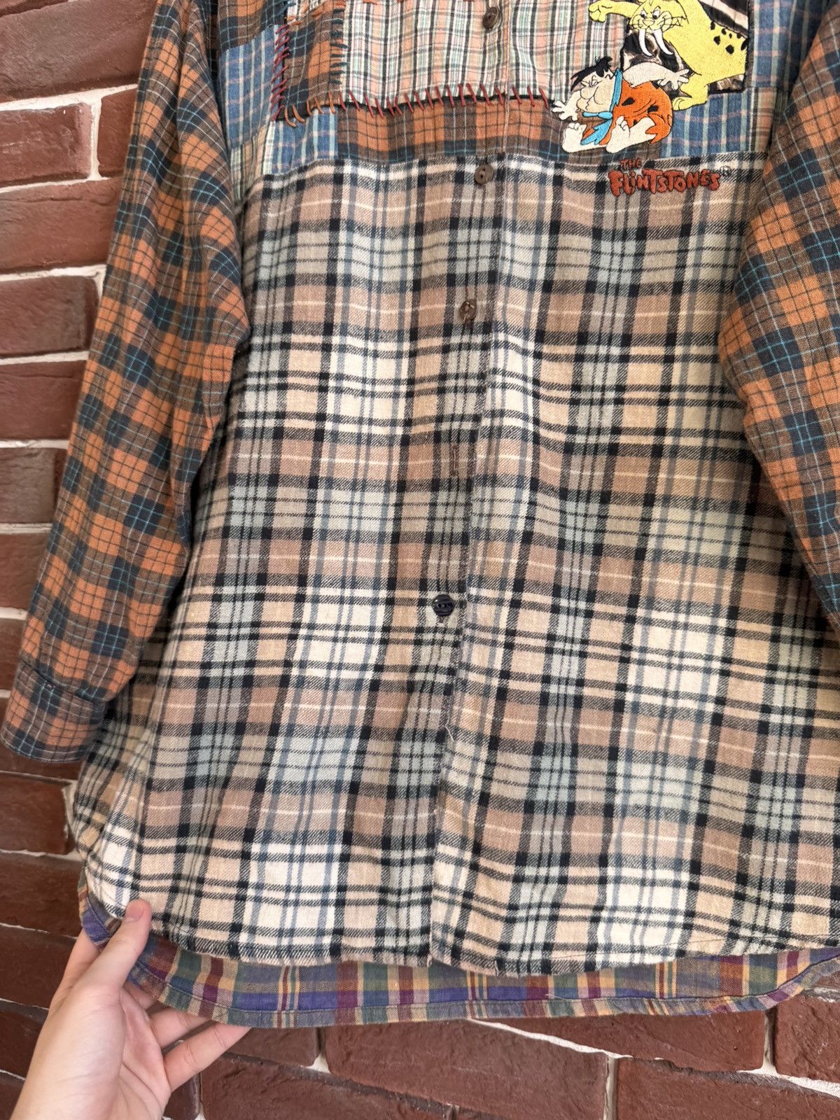 Cartoon Network Vintage 1994 Flintstones Patchwork Button Up Shirt Cartoon Size US XL / EU 56 / 4 - 5 Thumbnail