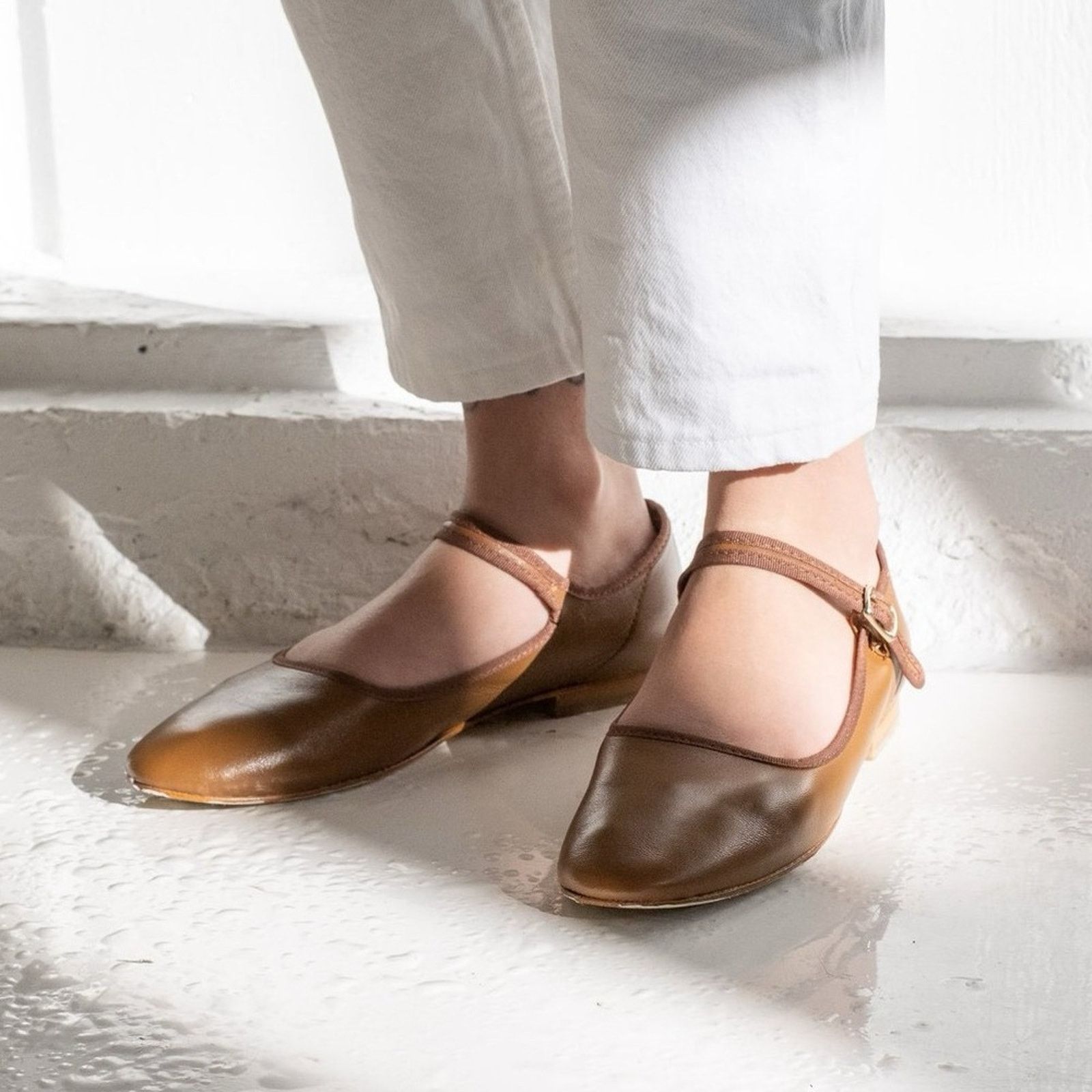Caron Callahan Caron Callahan 37.5 Leather Mary Jane Shoes in Cognac Brown Size US 7 / IT 37 - 3 Thumbnail