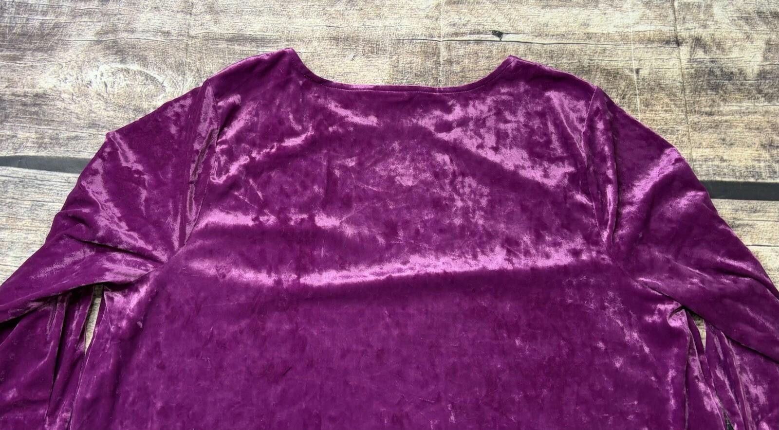 J. Jill J Jill Top Women's XL Velour 3/4 Sleeve Blouse Velvet Purple Size XL / US 12-14 / IT 48-50 - 5 Thumbnail