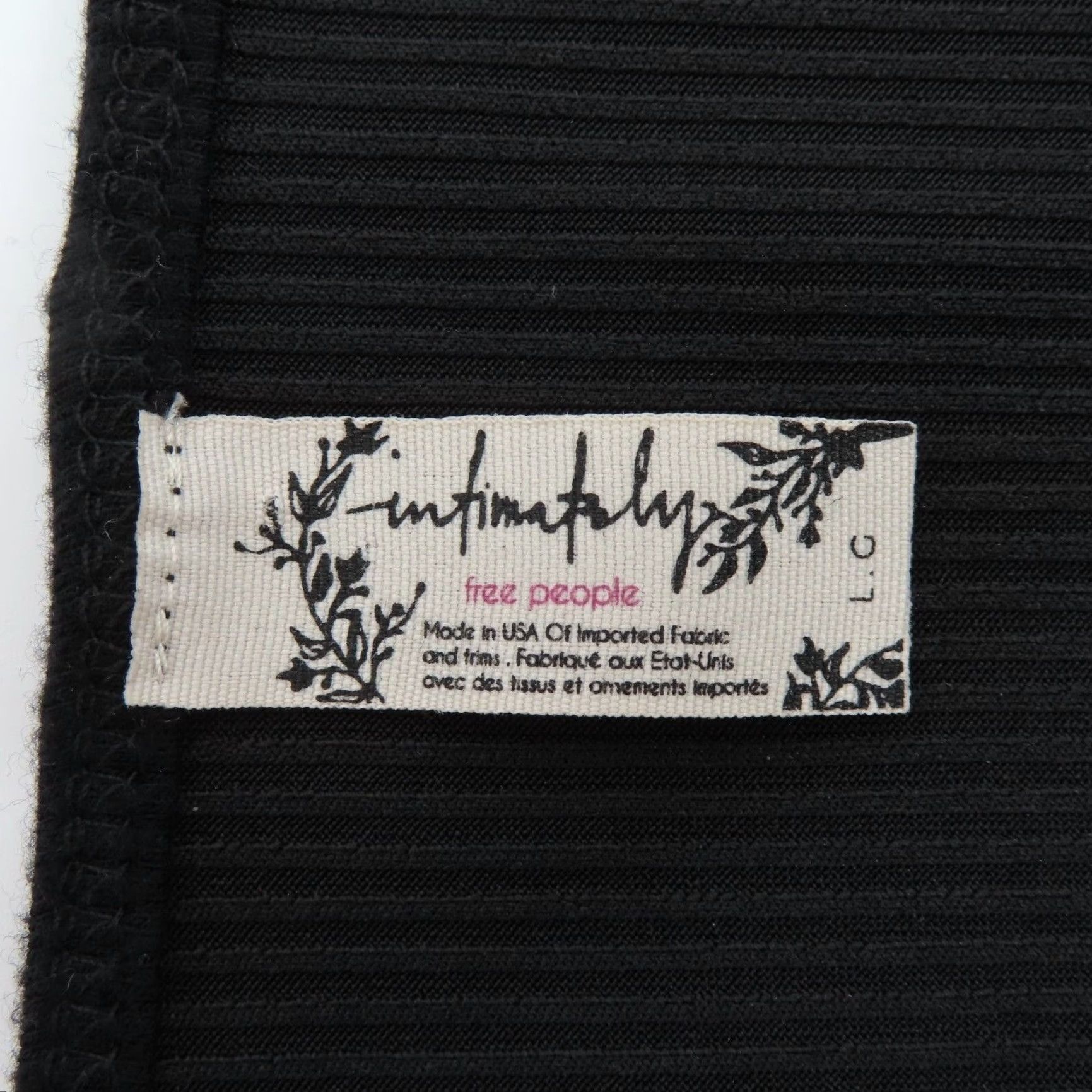 Free People Free People Intimately Womens Large Solid Black Ribbed Long Sleeve Bodysuit Size L / US 10 / IT 46 - 6 Thumbnail