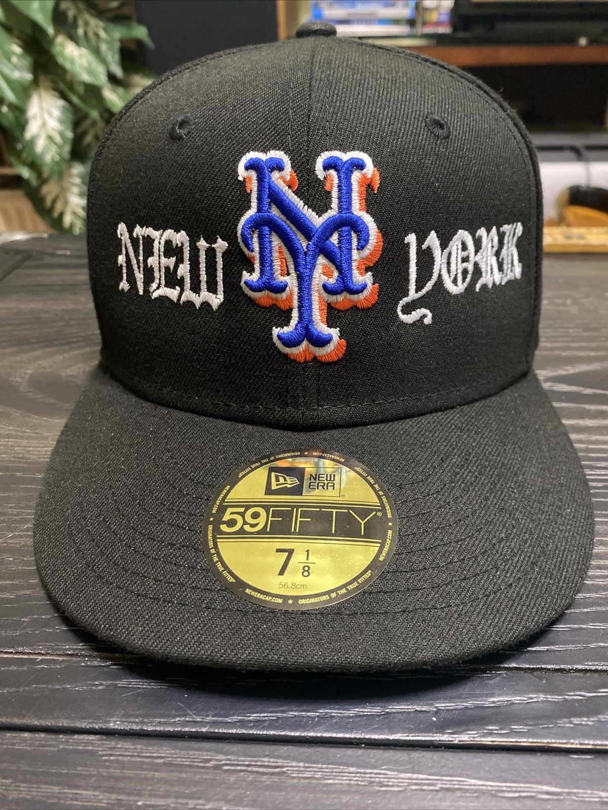 image of Ewdil Lord Fubu Fitted Mets 7 1/8 in Black, Men's
