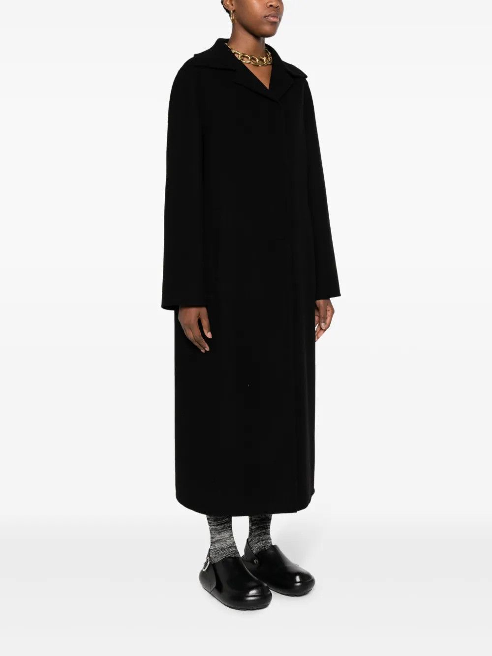 Jil Sander o1loc1c0426 Cashmere Single Breasted Coat in Black Size S / US 4 / IT 40 - 3 Thumbnail