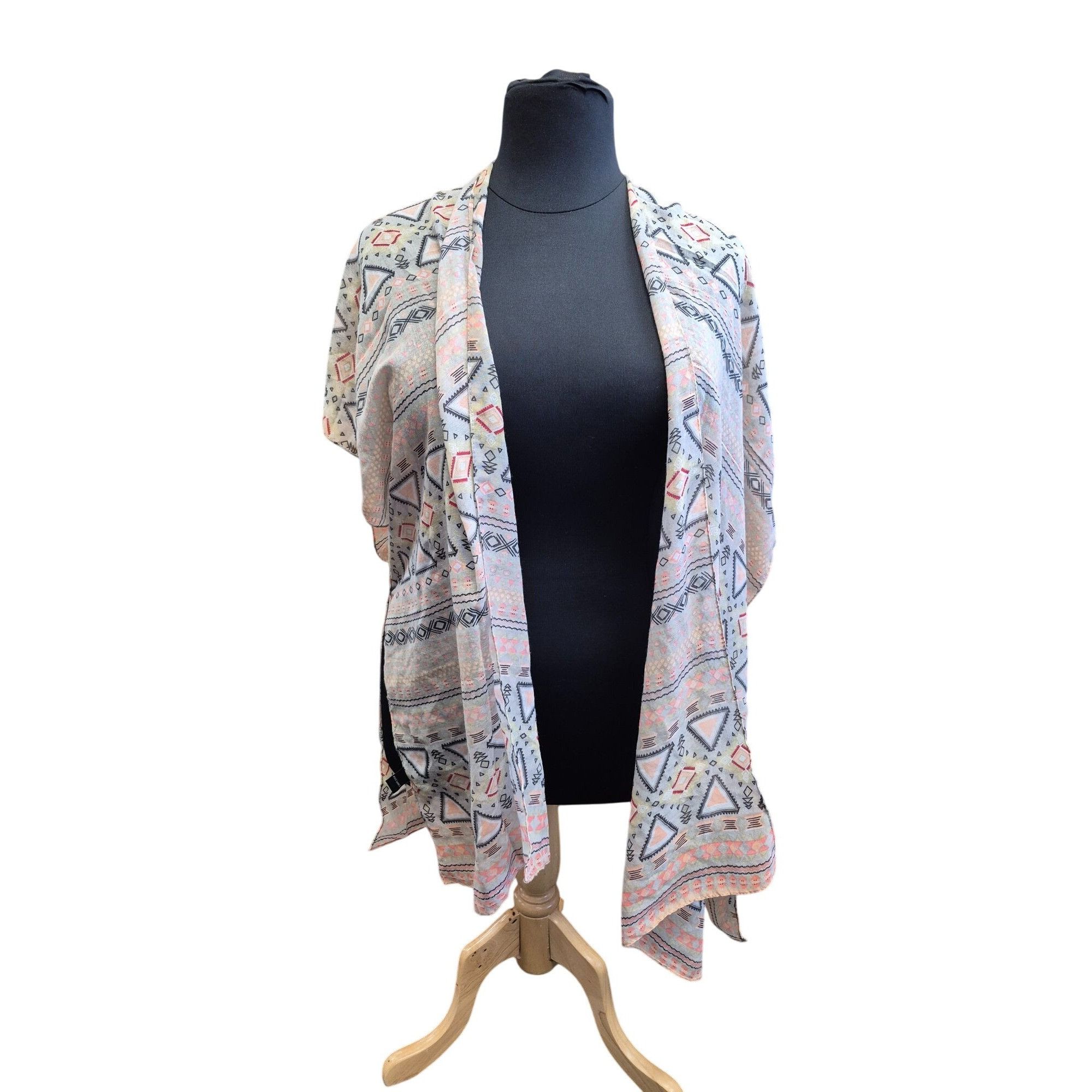 Other Bohemian Tribal Print Kimono Wrap Scarf Shawl Peach, Brown, Size ONE SIZE - 2 Thumbnail