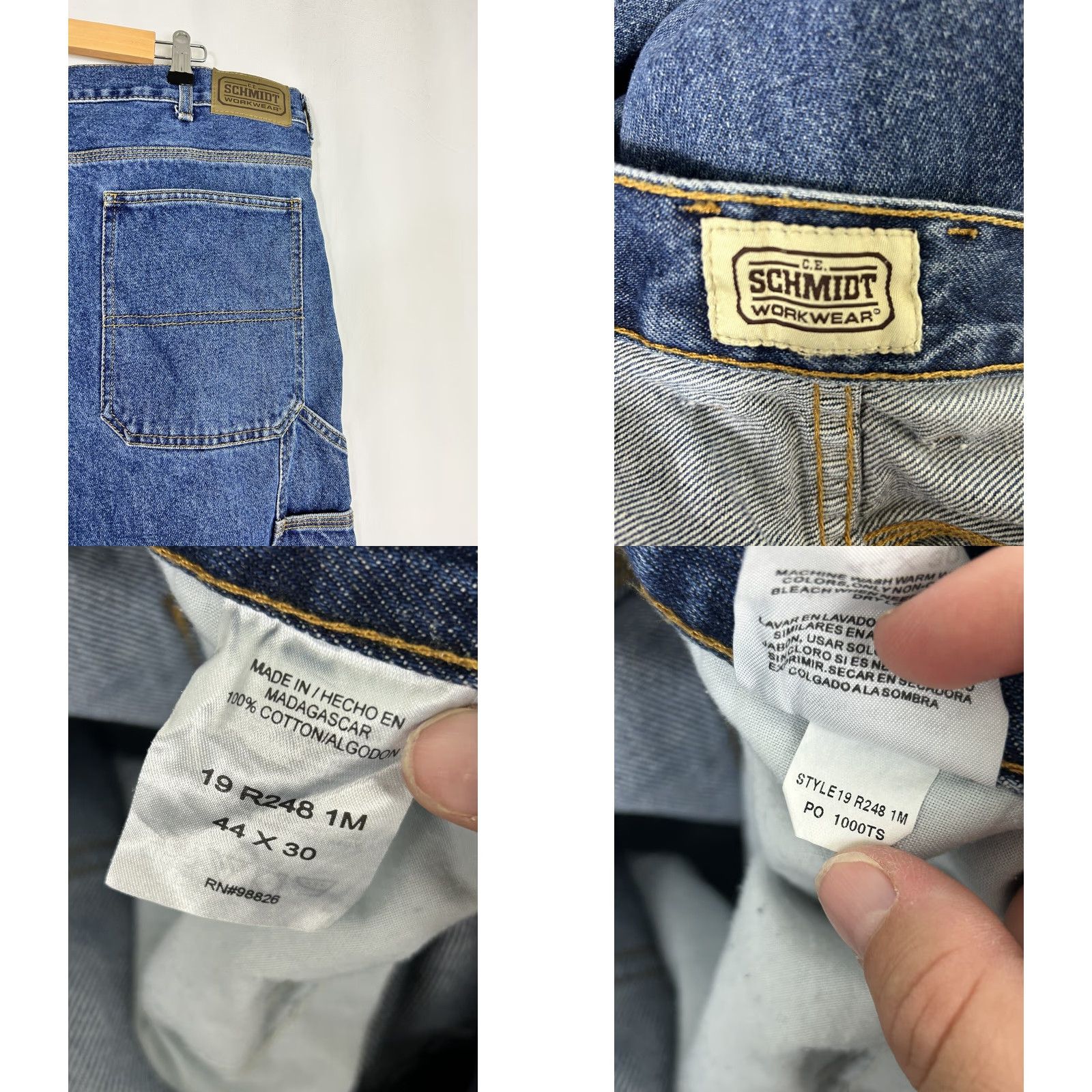 Denime VINTAGE CE Schmidt Workwear Mens 44x30 Blue Denim Jeans Jeans Mens 44 Blue Denim Workwear Straight 30in Inseam Size US 44 / EU 60 - 9 Thumbnail
