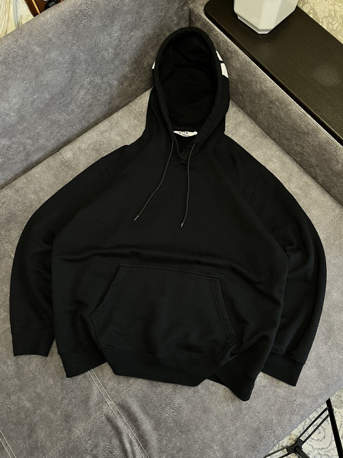 image of Msgm Hoodie Top Logo in Black, Men's (Size Large)
