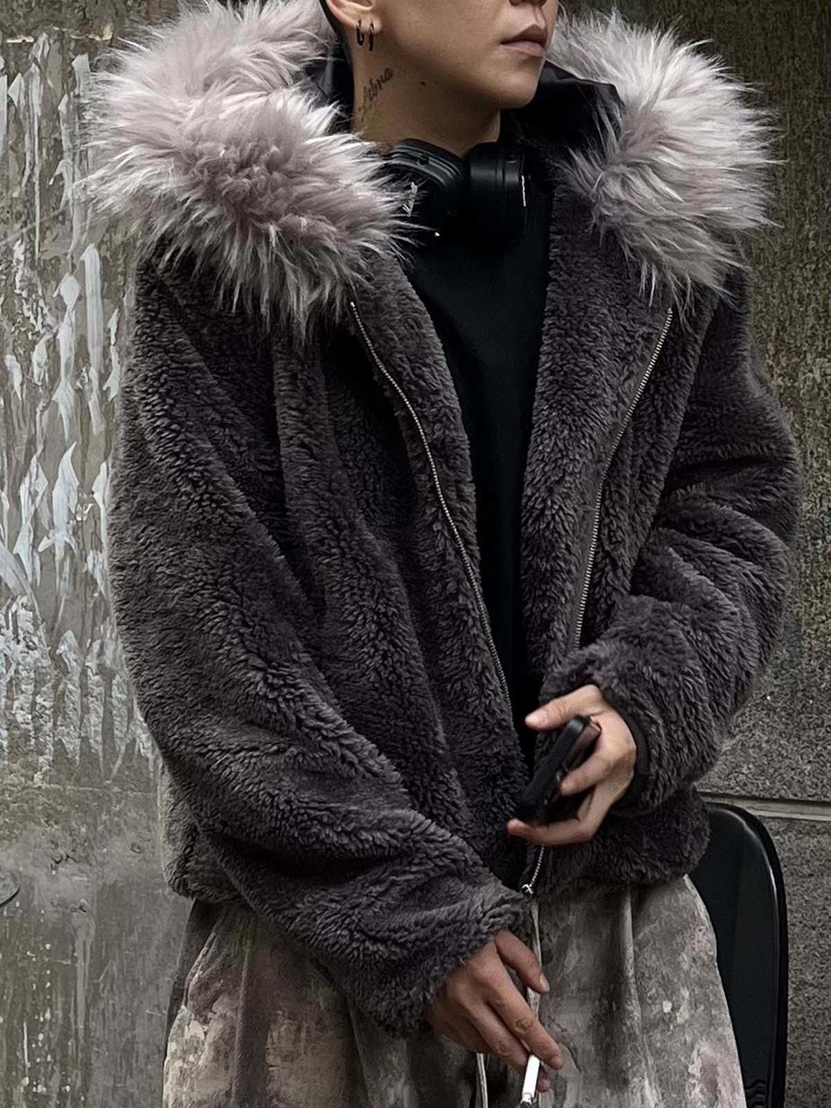 Japanese Brand Faux Fur Hooded Fleece Jacket, Cozy Winter Outerwear Size US M / EU 48-50 / 2 - 6 Thumbnail