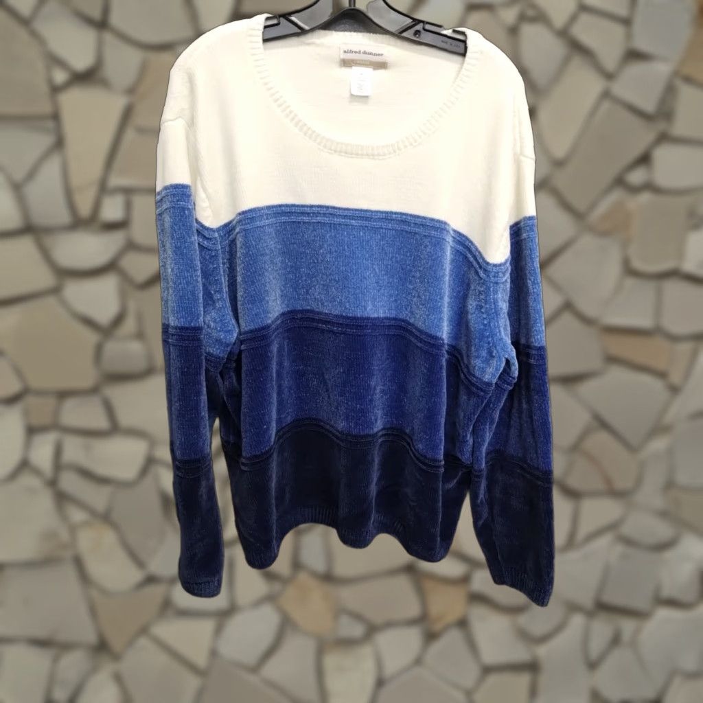 Alfred Dunner Women's Lightweight Ombre Sweater - Denim Color, Casual Pullover, Size L