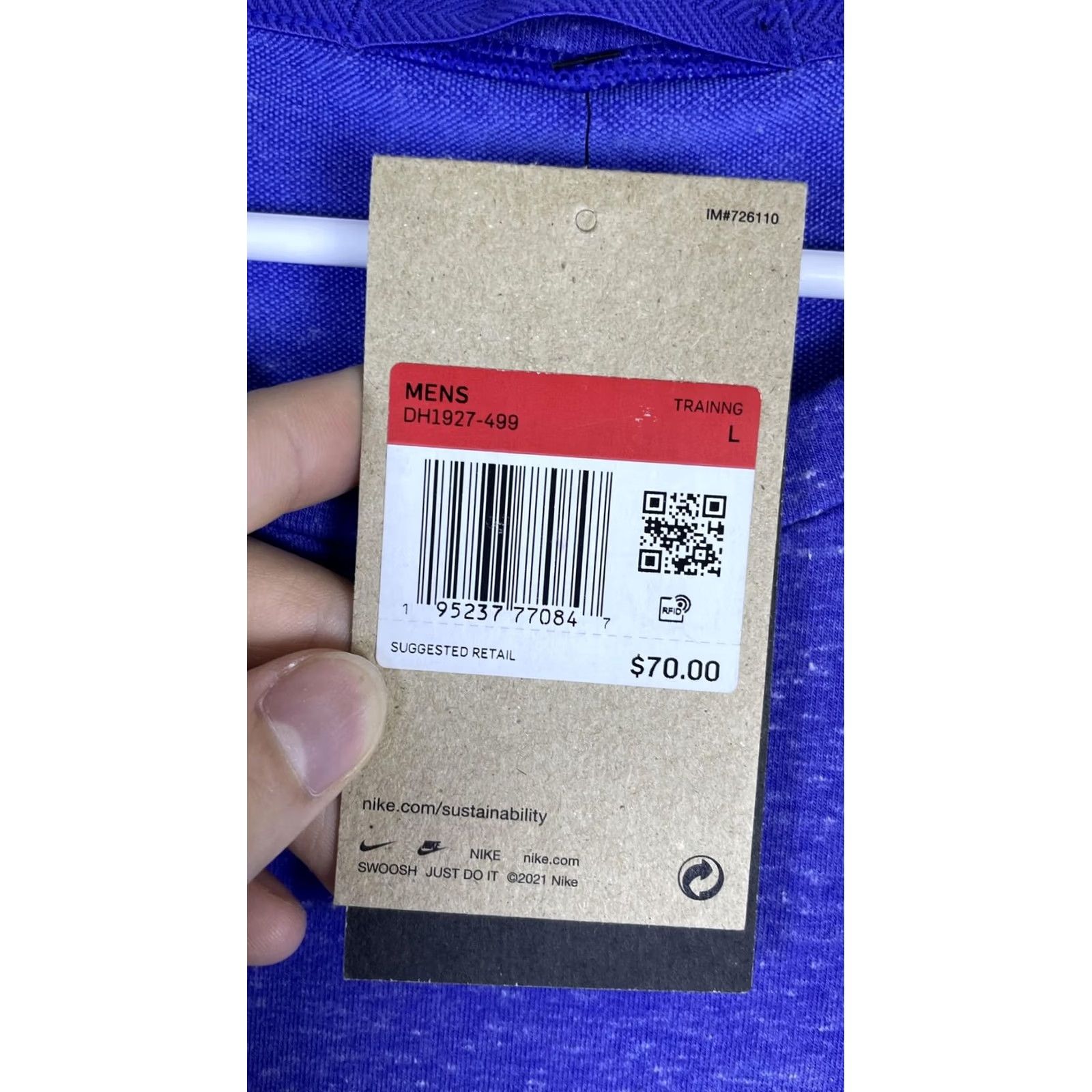 Nike Nike Dri-FIT Shirt Mens Large Blue Short Sleeve Yoga Training Top Pockets Size US L / EU 52-54 / 3 - 4 Thumbnail