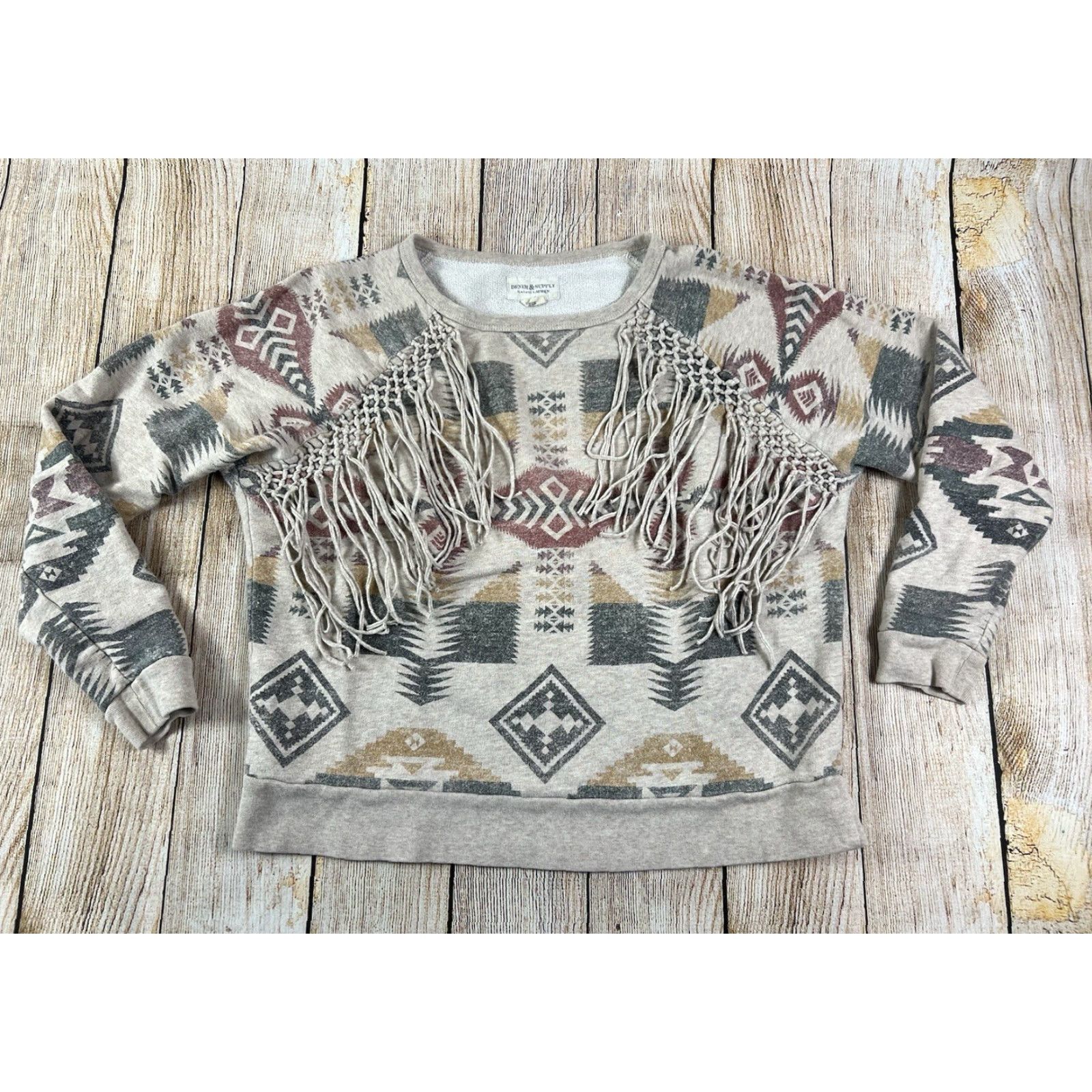 Ralph Lauren Ralph Lauren Denim & Supply Sweatshirt Aztec Beige Size M Women Size M / US 6-8 / IT 42-44 - 2 Thumbnail