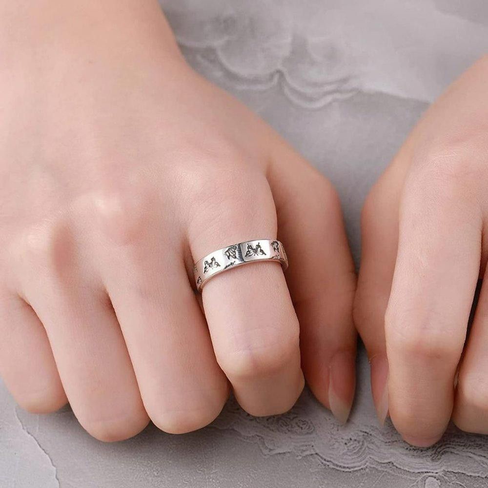 Designer Sterling Silver Butterfly Engraved Daisy Ring - Size 6 Size ONE SIZE - 7 Thumbnail