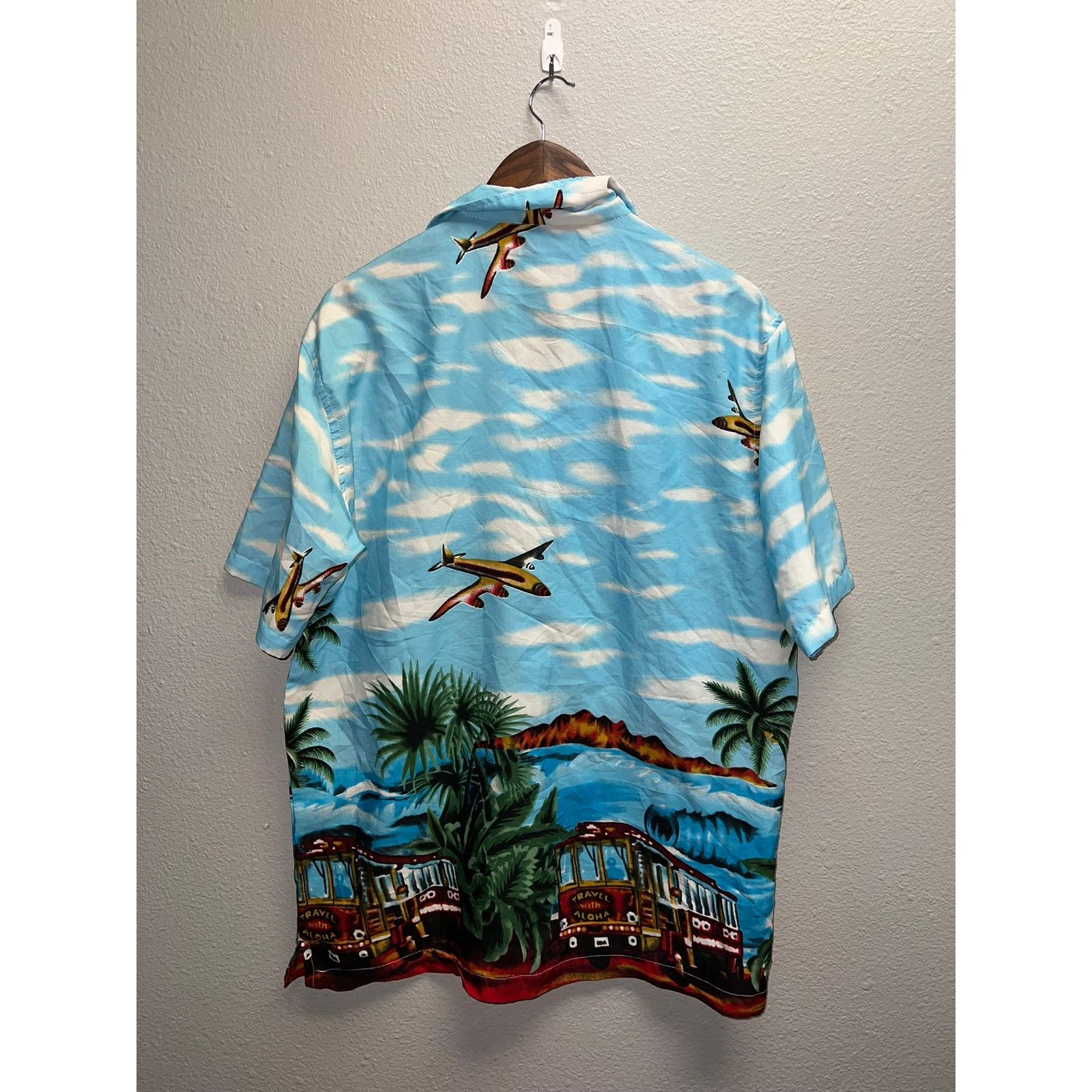 Pacific and Co. Travel With Aloha Hawaiian Plane Volcano Button Down Shirt S Size US S / EU 44-46 / 1 - 8 Thumbnail