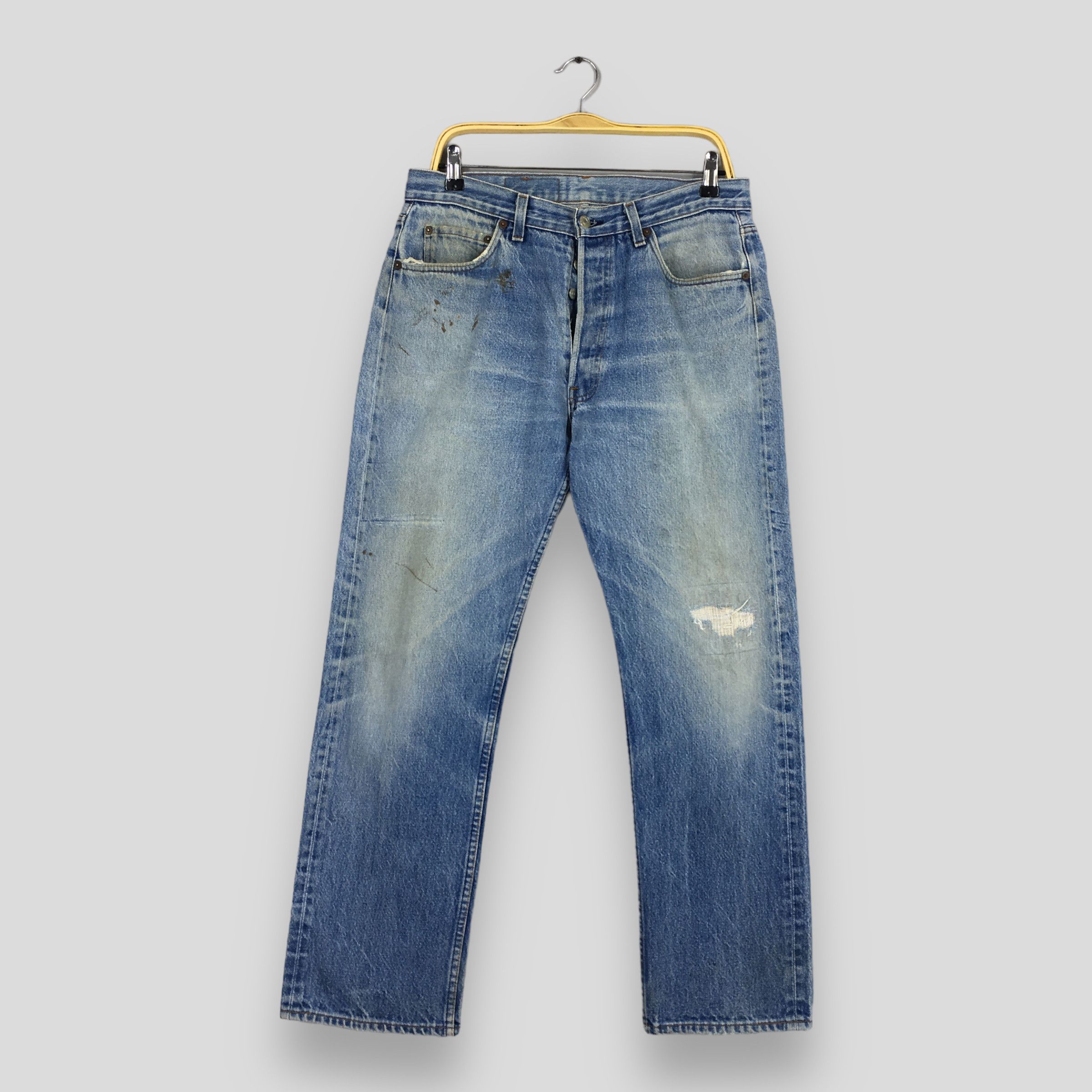 image of Size 32X29 Vintage 90's Levi's 501 Faded Blue Jeans, Men's
