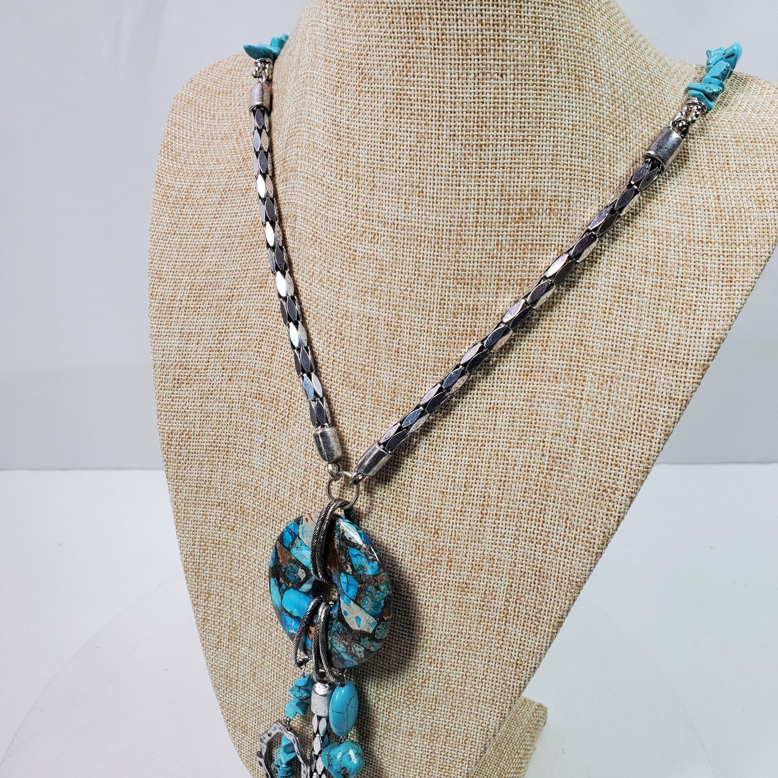 The Unbranded Brand Turquoise Necklace 32 Inch Long w/ 7 Inch Pendants Size ONE SIZE - 4 Thumbnail