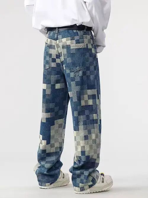 VIBE Vintage Street Hip Hop Mosaic Loose Casual Jeans Size US 34 / EU 50 - 5 Thumbnail