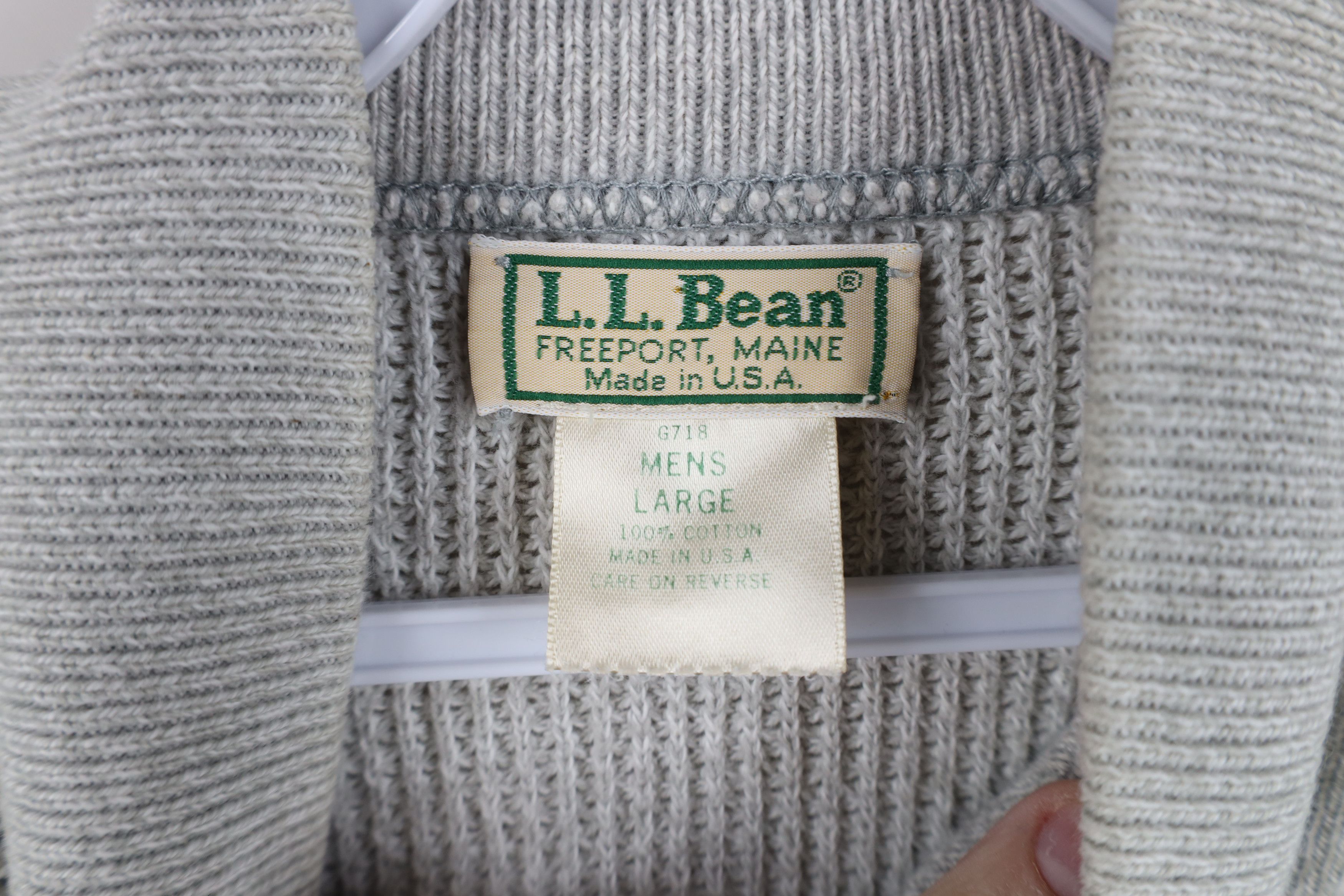 L.L. Bean Vintage 70s LL Bean Ribbed Knit Henley Sweater Gray USA Size US L / EU 52-54 / 3 - 8 Thumbnail