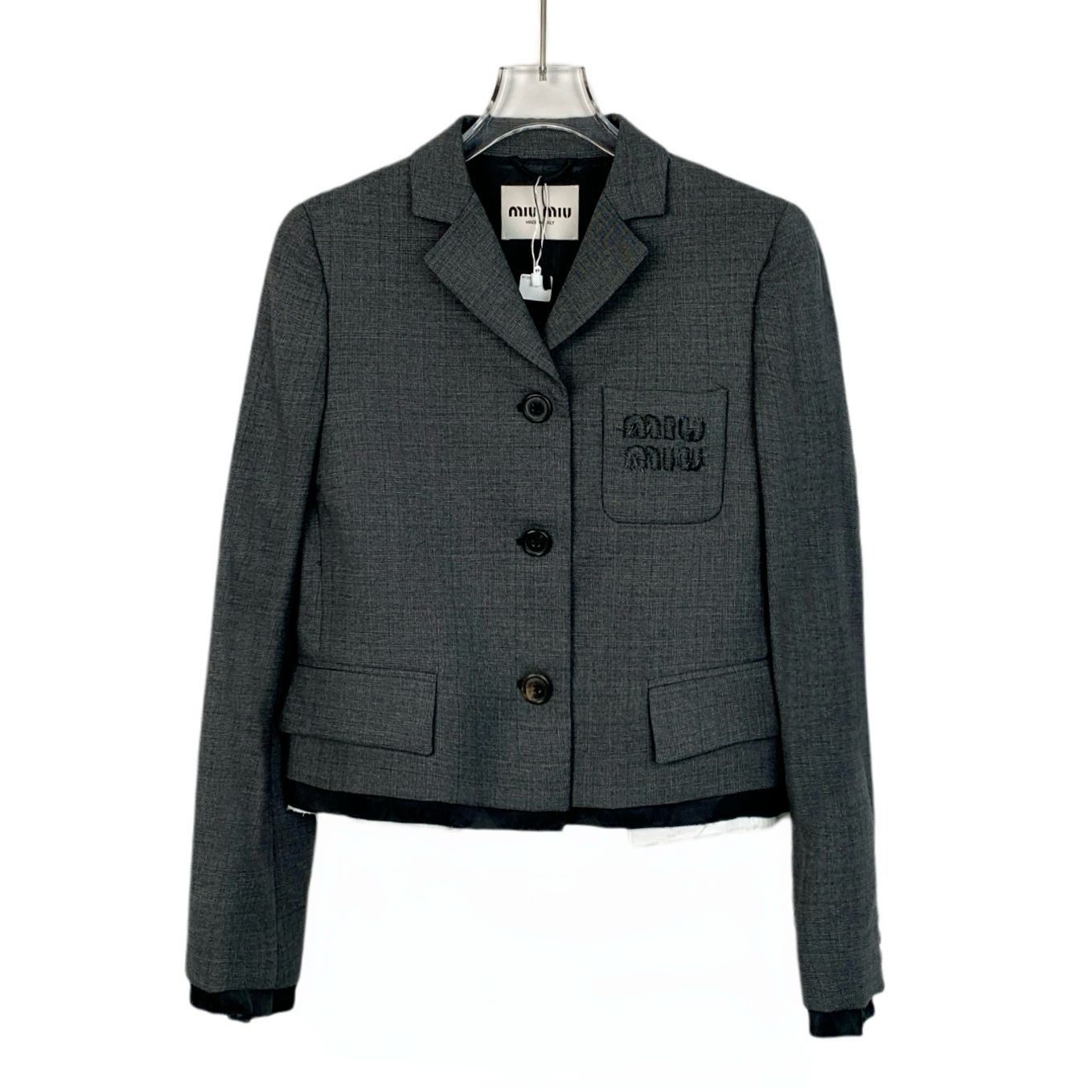 Miu Miu Womens Tailored Gray Blazer Jacket Size 36 Made In I