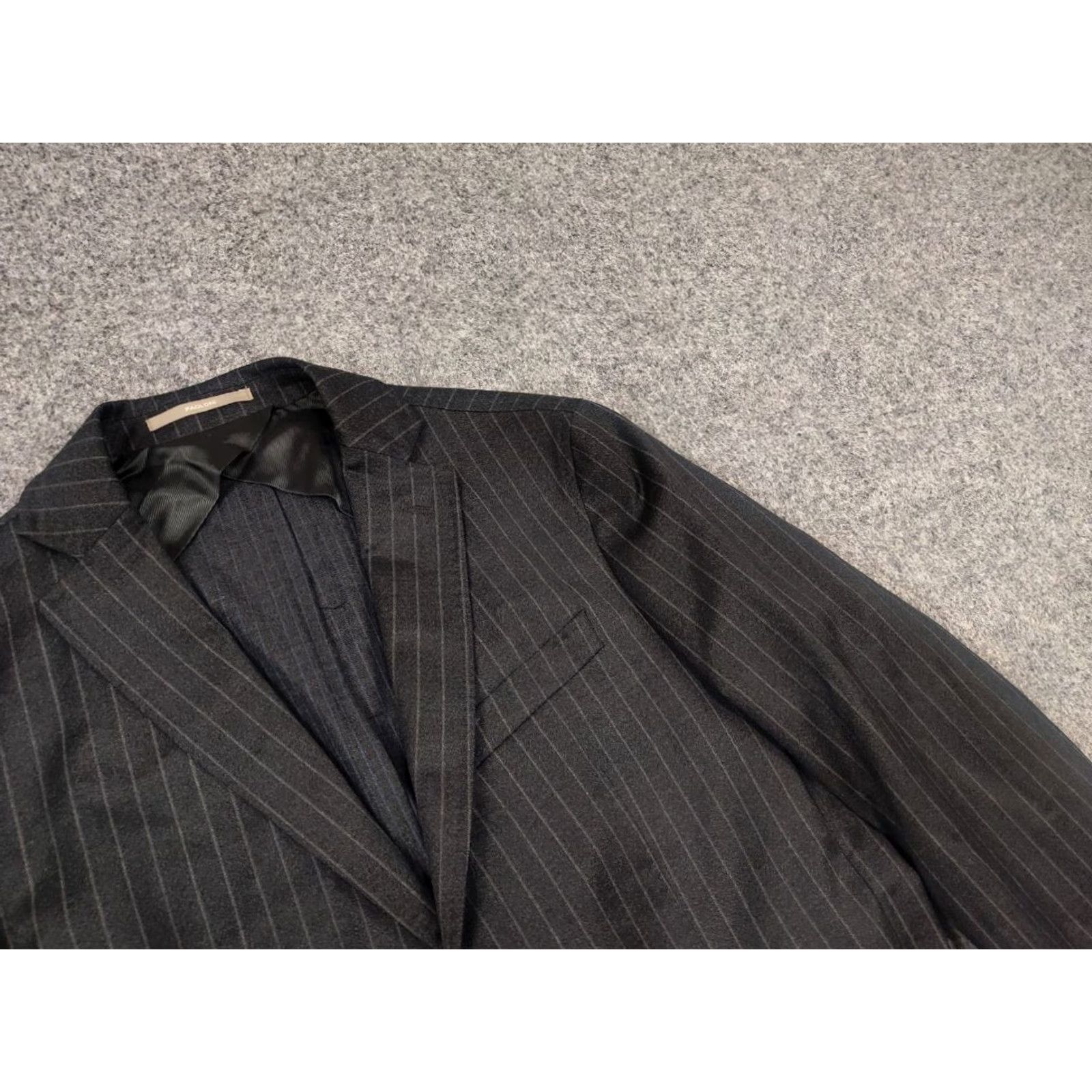 Paoloni Paoloni Quarantotto Reda Super 110s Wool Gray Striped Blazer Pants Suit Size 40R - 6 Thumbnail
