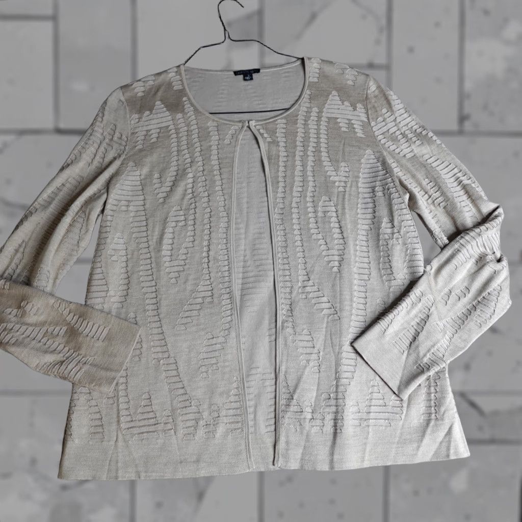 Vintage Lafayette 148 New York Womens Sweater Cardigan Beige Solid Silk Blend Large L Regular Long Sleeve Womens Size L / US 10 / IT 46 - 1 Thumbnail