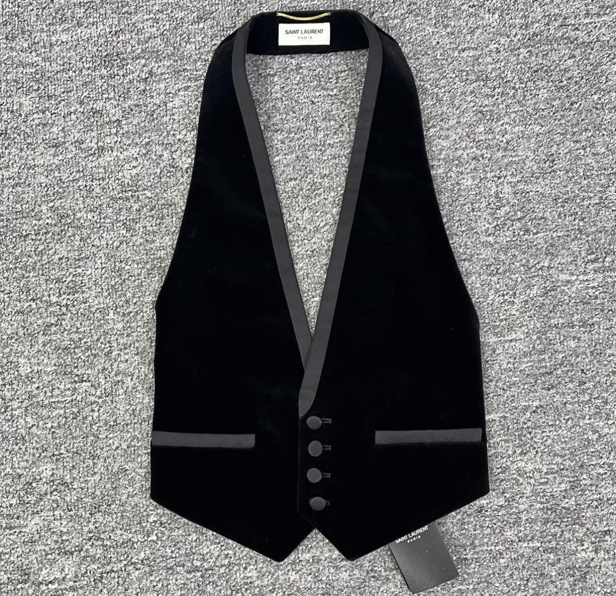 Saint Laurent Paris Saint Laurent SLP Black Velvet Vest Waistcoat K12 Size XXS / US 00 / IT 34 - 1 Thumbnail