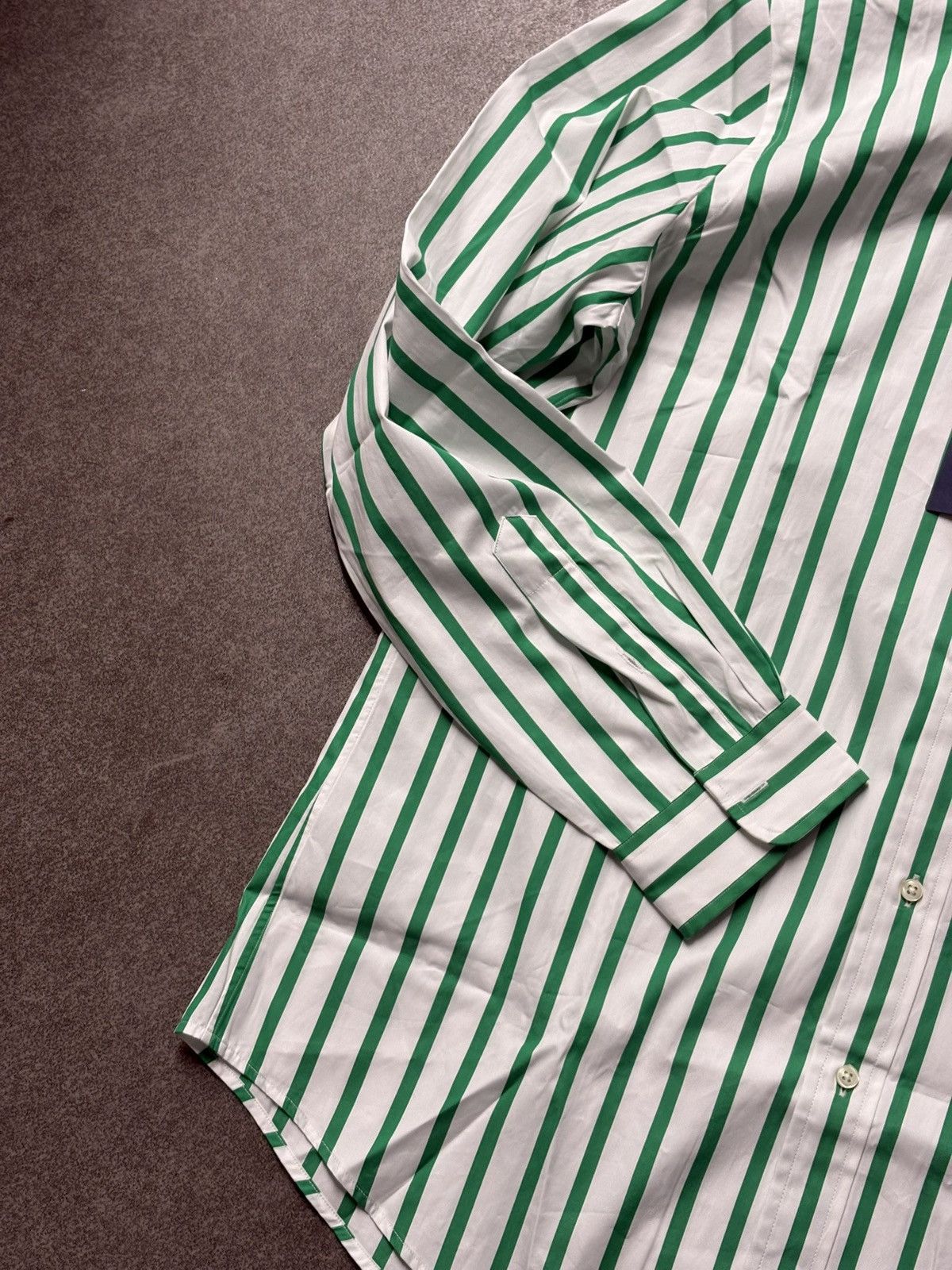 Polo Ralph Lauren White & Green Striped Summer Shirt Ralph Lauren Men’s L New Size US L / EU 52-54 / 3 - 2 Thumbnail