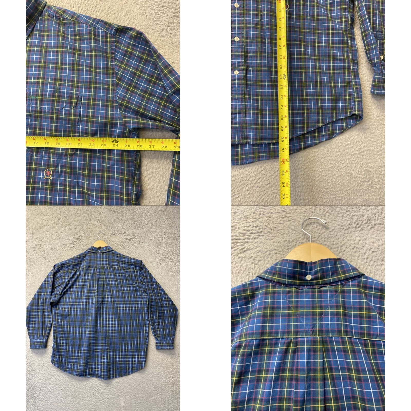 Tommy Hilfiger Tommy Hilfiger Shirt Button-Down XL Long Sleeve Plaid Multicolor Green Blue Men's Button-Up Pocket Logo Casual Workwear Size US XL / EU 56 / 4 - 8 Thumbnail