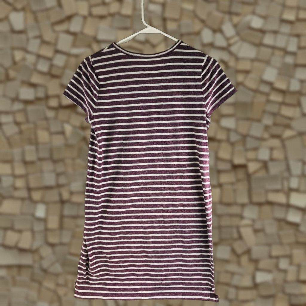 Vintage Sonoma Dress Women's Size Small Purple White Striped Short Sleeve Above the Knee Shirt Dress Womens Size 28" / US 6 / IT 42 - 1 Thumbnail