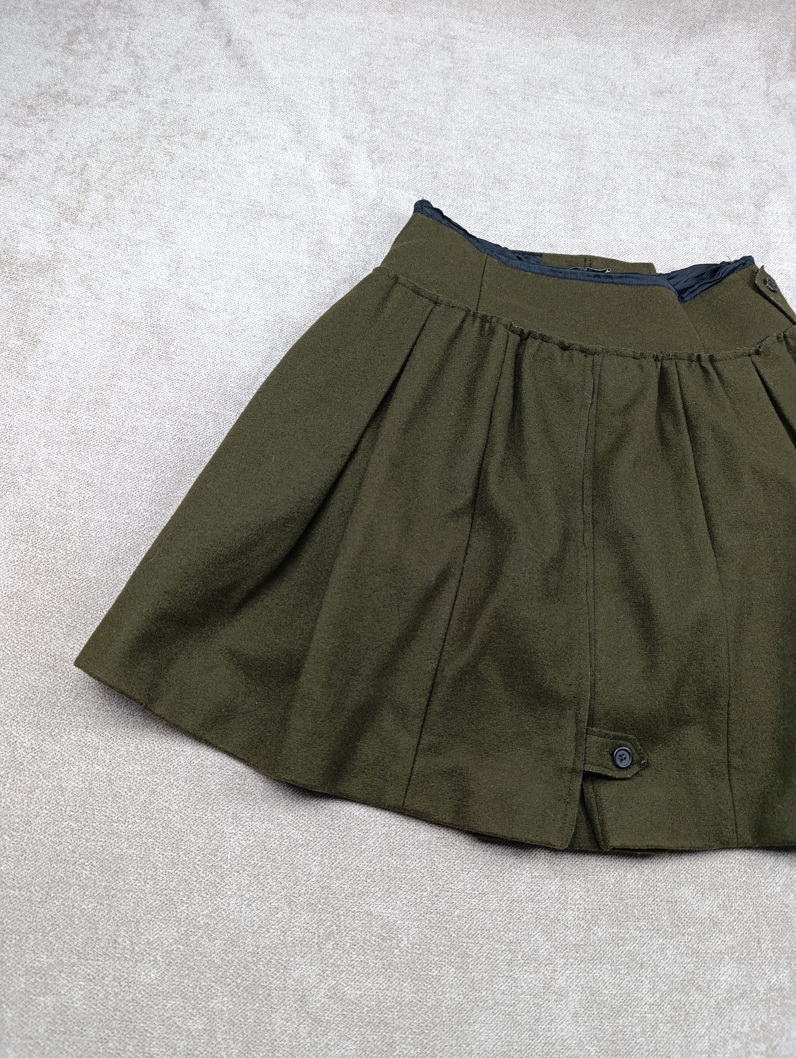 Miu Miu MIU-MIU CHOPPY WOOL PLEATED DARK GREENISH BROWN SKIRT Size 25" / US 0 / IT 36 - 17 Thumbnail