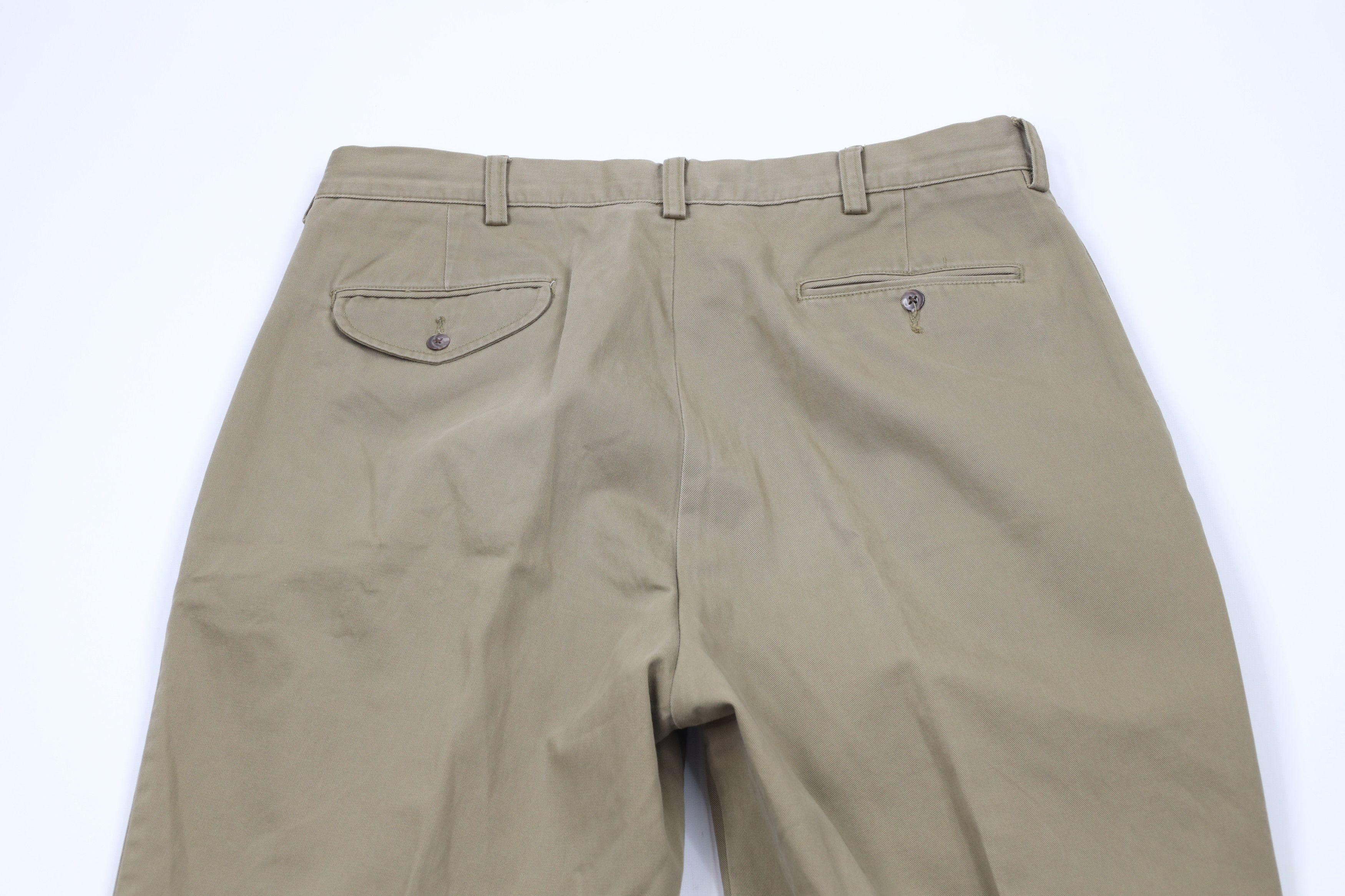 Ralph Lauren Vintage 90s Ralph Lauren Pleated Cuffed Wide Leg Chino Pants Size US 35 - 12 Thumbnail