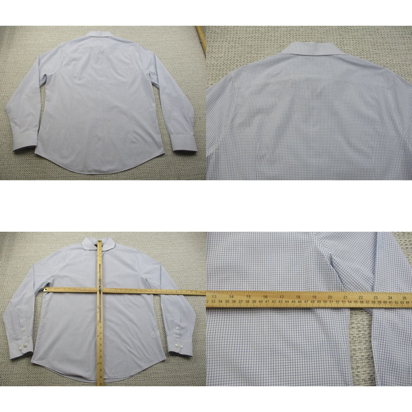 Murano Murano Shirt Mens Large Blue White Check Button Down Slim Fit Dress Shirt Size 42R - 8 Thumbnail