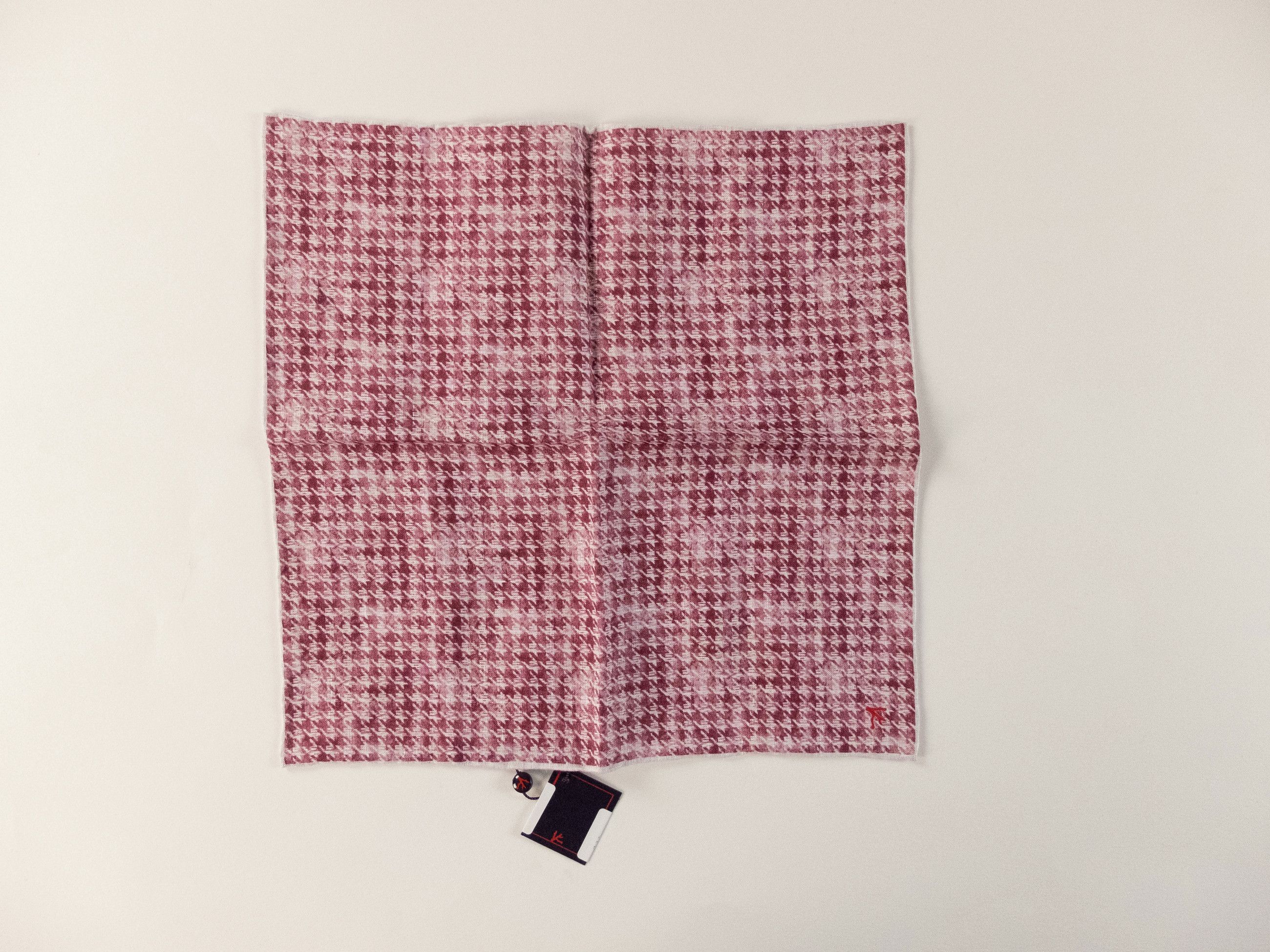 Isaia ISAIA pink white houndstooth plaid linen pocket square Size ONE SIZE - 1 Thumbnail