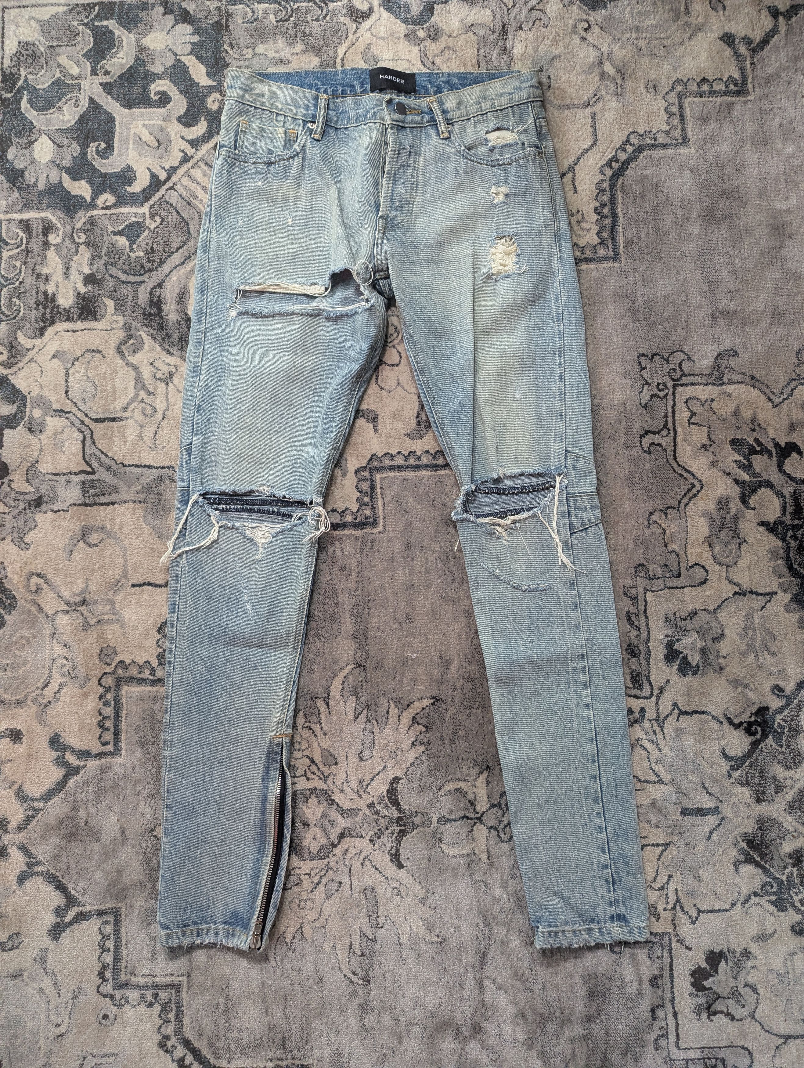 Harder Harder FR Distressed Zipper Denim Size US 32 / EU 48 - 1 Preview