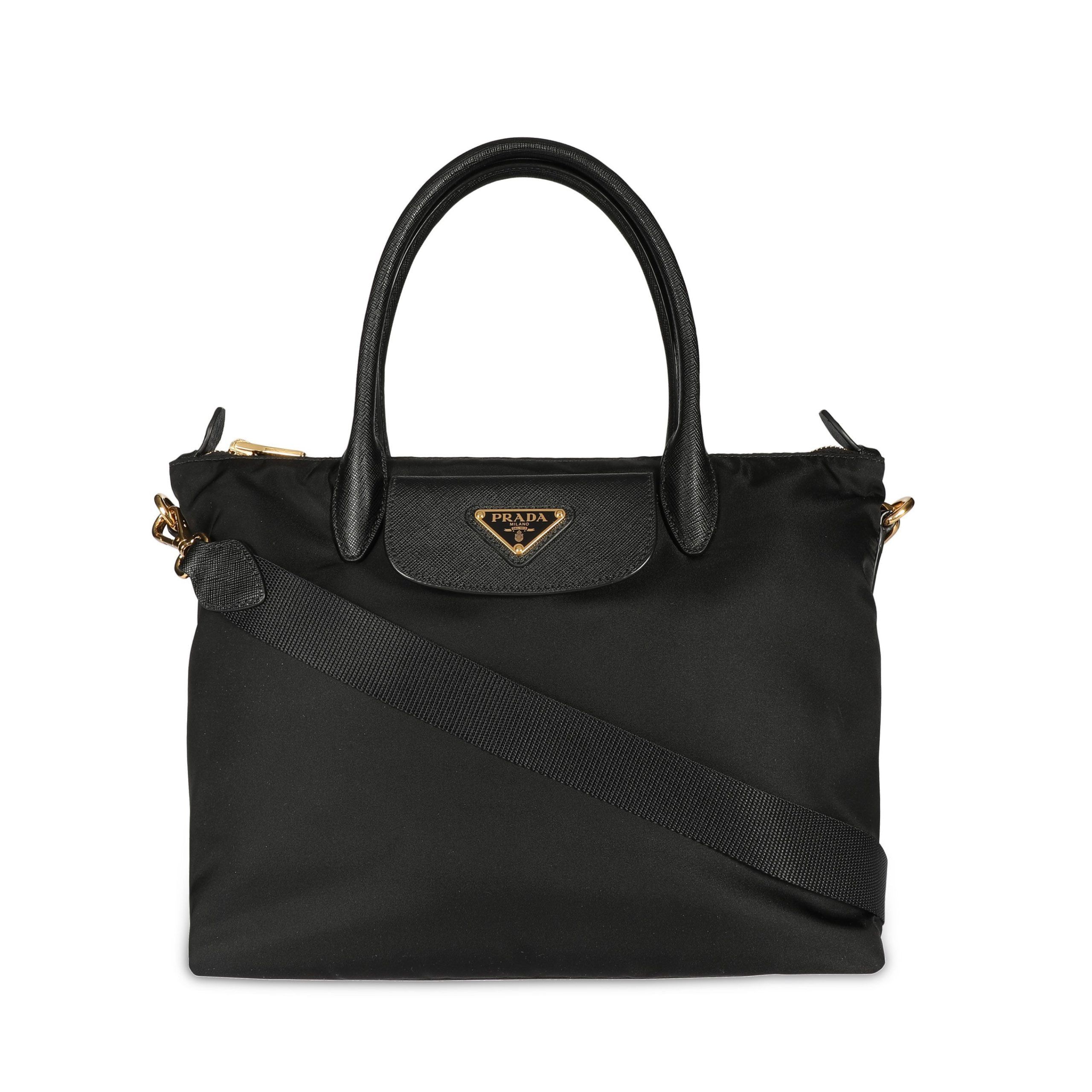 Prada Tote Bag Black Nylon Leather