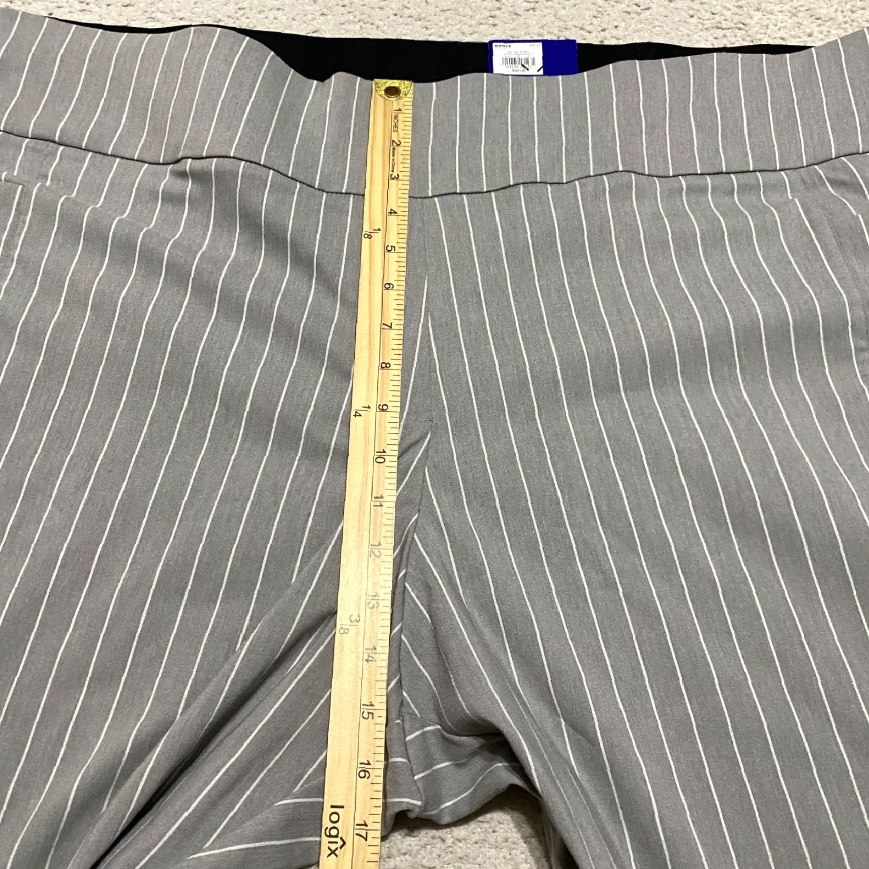Apt. 9 Apt. 9 Womens 4X Plus Pants Gray Striped High Rise Ankle Pull On Elastic Waist 52 in Inseam 26.5 in NWT Size 38" / US 16 / IT 52 - 4 Thumbnail