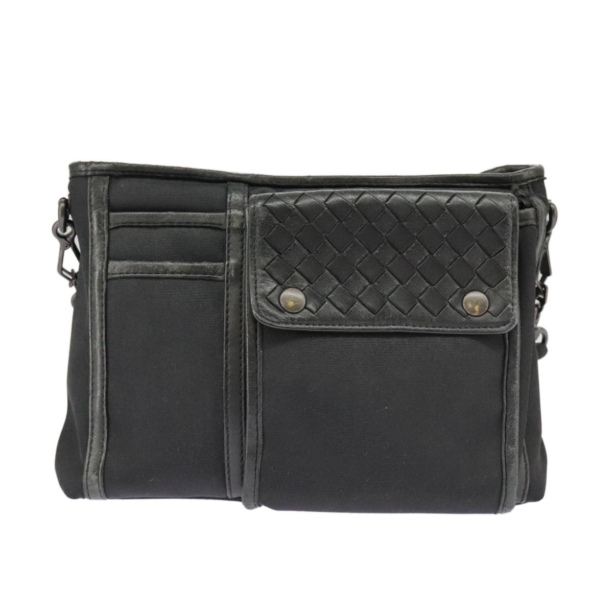 Bottega Veneta Intrecciato Black Canvas Shoulder Bag (Pre-Owned) Size ONE SIZE - 1 Thumbnail