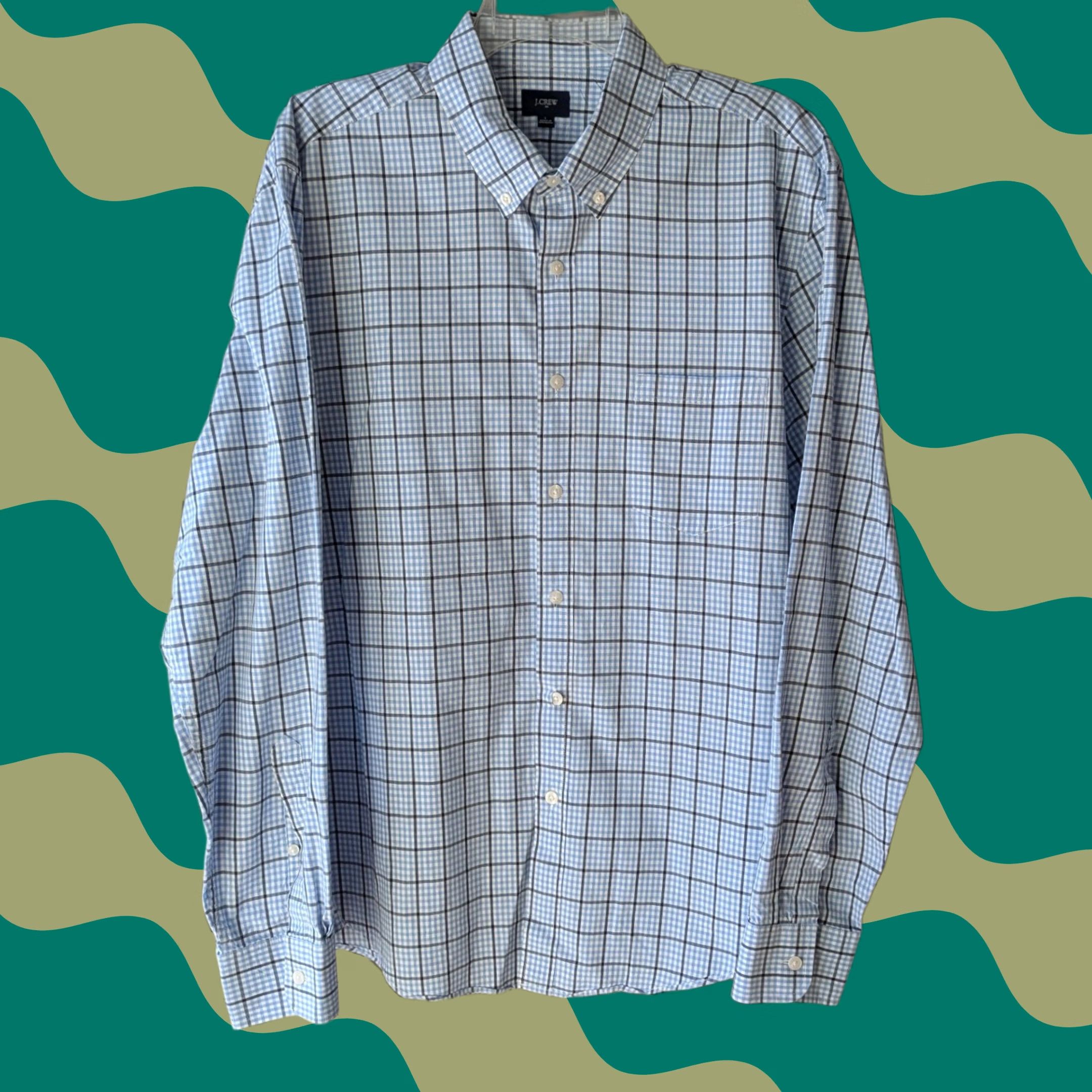 J.Crew J.Crew Blue Black White Tattersall Check Cotton Button-Down Shirt Mens L Size US L / EU 52-54 / 3 - 1 Thumbnail