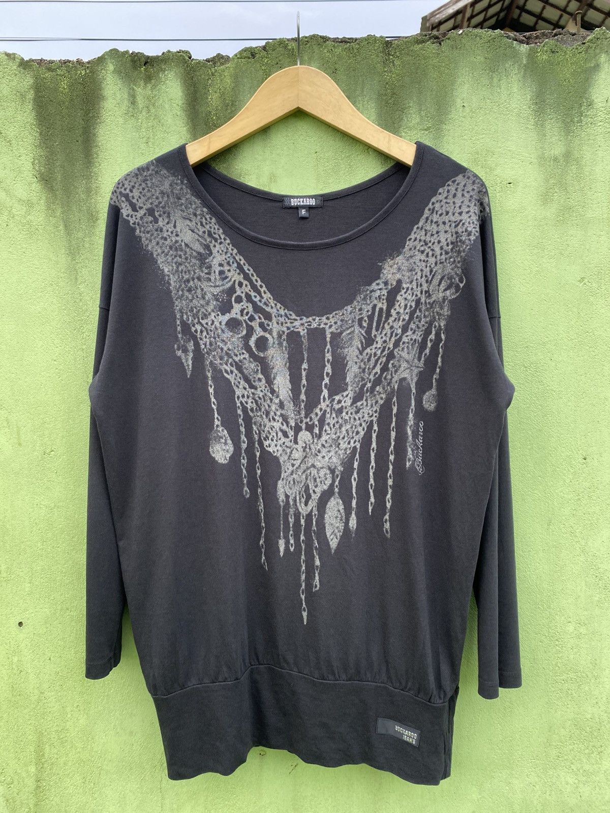 BUCKAROO Buckaroo Jeans Japanese Dark Gothic Chain Print Long Sleeve Size ONE SIZE - 1 Thumbnail