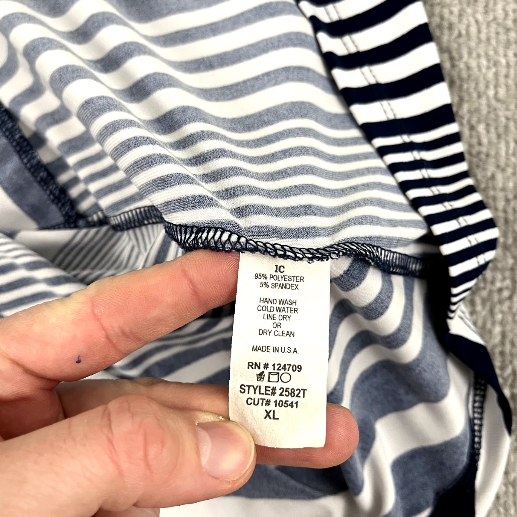 Vintage VINTAGE IC by CONNIE K Top Womens XL Blue White Striped Geometric Stretch Blouse Pocket Size XL / US 12-14 / IT 48-50 - 6 Thumbnail