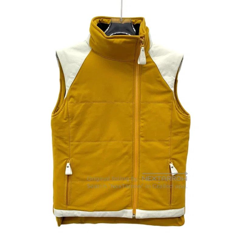 Hermes Hermes Yellow stand collar zipper sleeveless vest coat Size XXS / US 00 / IT 34 - 1 Thumbnail