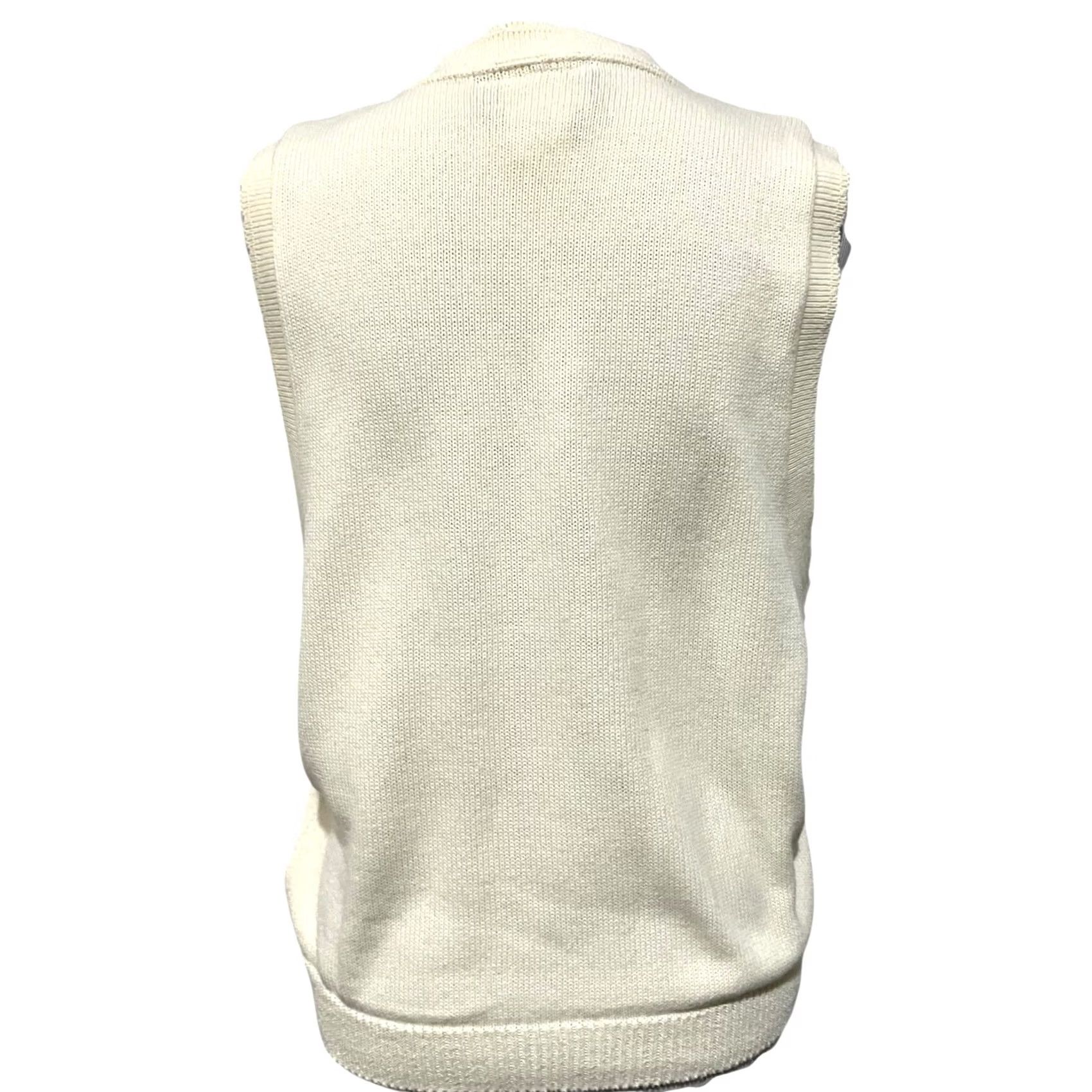 Vintage VINTAGE Women’s Sweater Vest Floral Embroidered Ivory Cream S.G. Sport Sz L USA Size M / US 6-8 / IT 42-44 - 5 Thumbnail