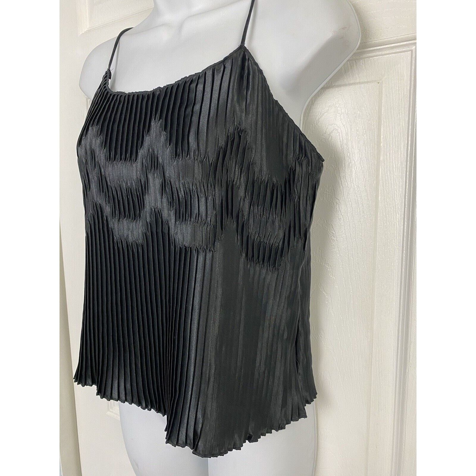 Other Ilise Stevens Tank Top Crinkle Black Silky USA Blouse Size S / US 4 / IT 40 - 3 Thumbnail