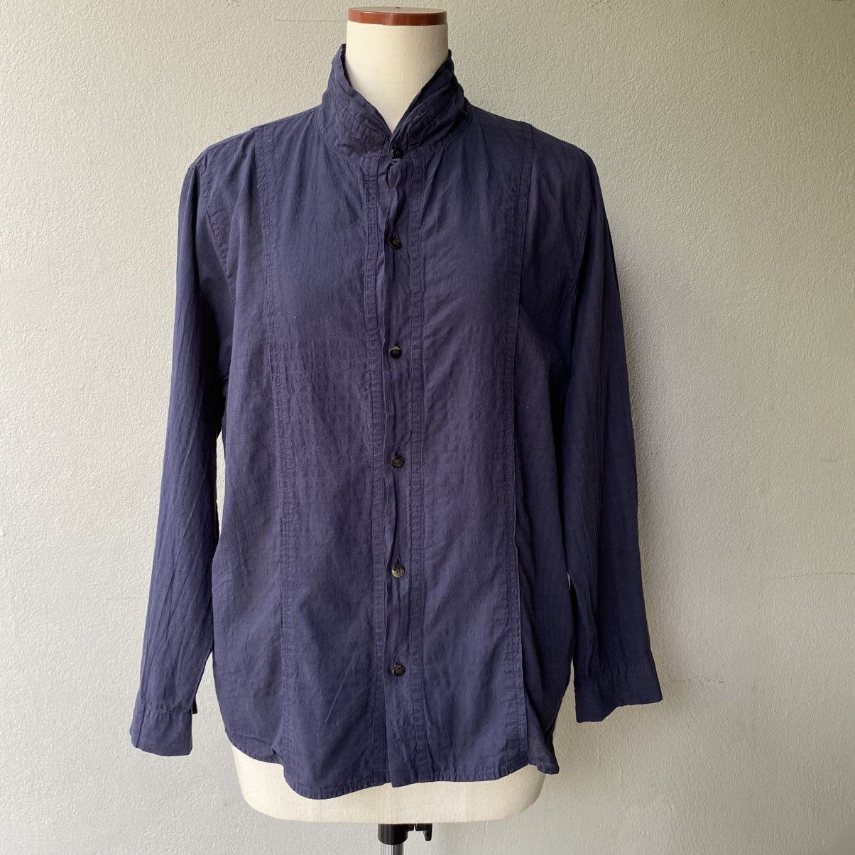 Issey Miyake Plantation Navy Textured Shirt Size XL / US 12-14 / IT 48-50 - 12 Thumbnail